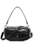 Malá čierna dámska kabelka croco TOREC-1264-9G(Z26)
