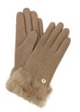 Béžové dámske vlnené rukavice s kožušinou REKDF-0031A-81(Z25)