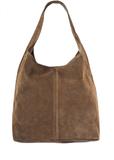 Dámska semišová shopper kabelka v khaki farbe  TORES-1177-57(Z25)