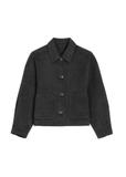 Krótki czarny płaszcz damski z wełną PLADT-0067-99(Z26)