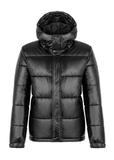 Pánska čierna prešívaná bunda s kapucňou KURMT-0340-99(Z25)