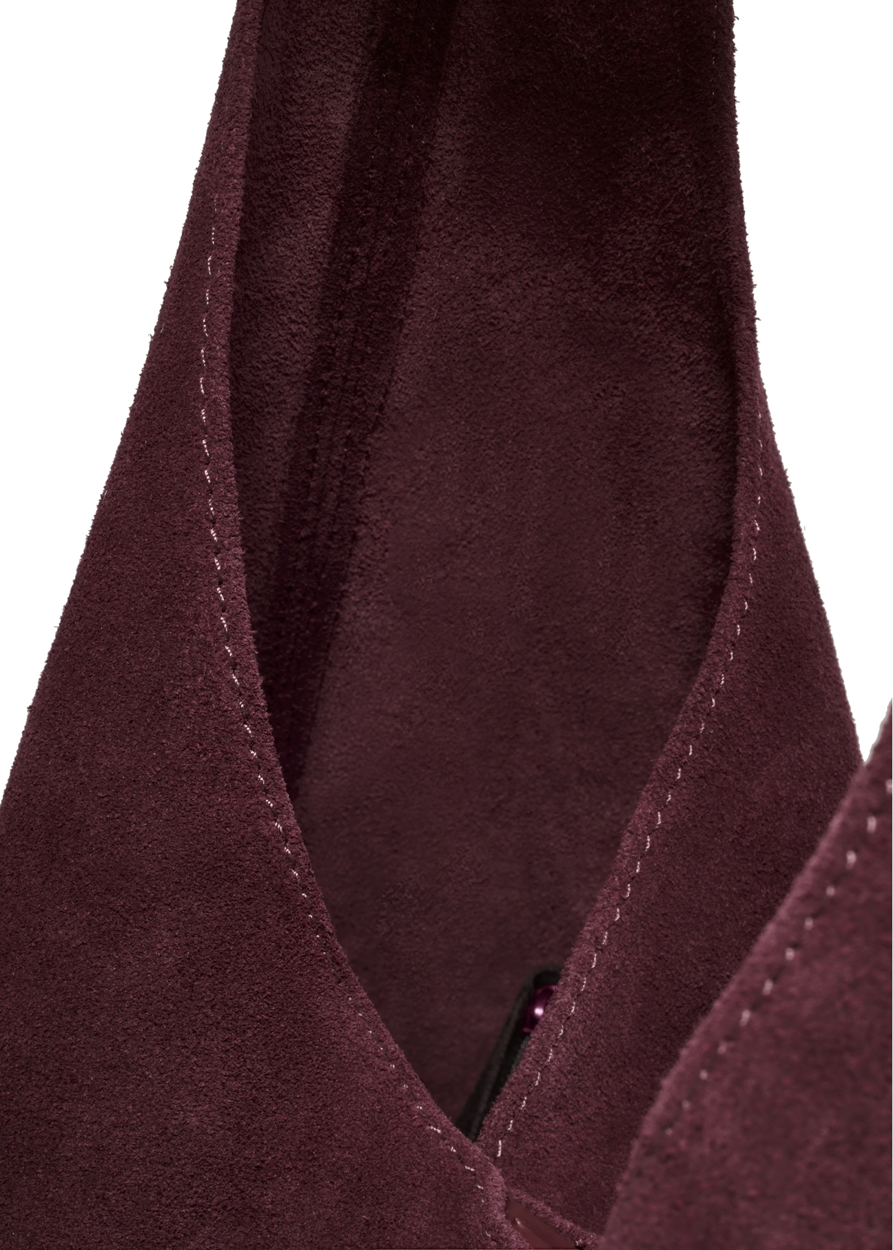 Bordová semišová nákupná kabelka TORES-1403-4D(Z26) - detailný záber, na bielom pozadí.