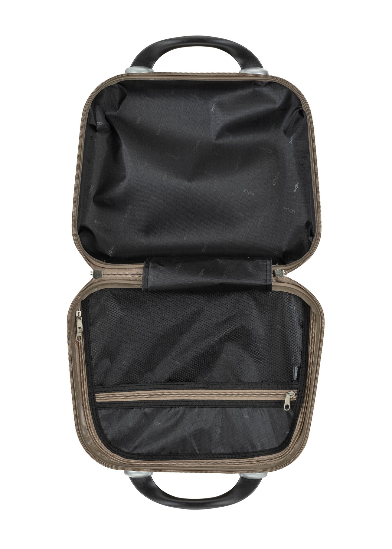 Kozmetická taška WALAB-0040-2X-14(W26) - pohľad zhora na otvorený produkt, na bielom pozadí.