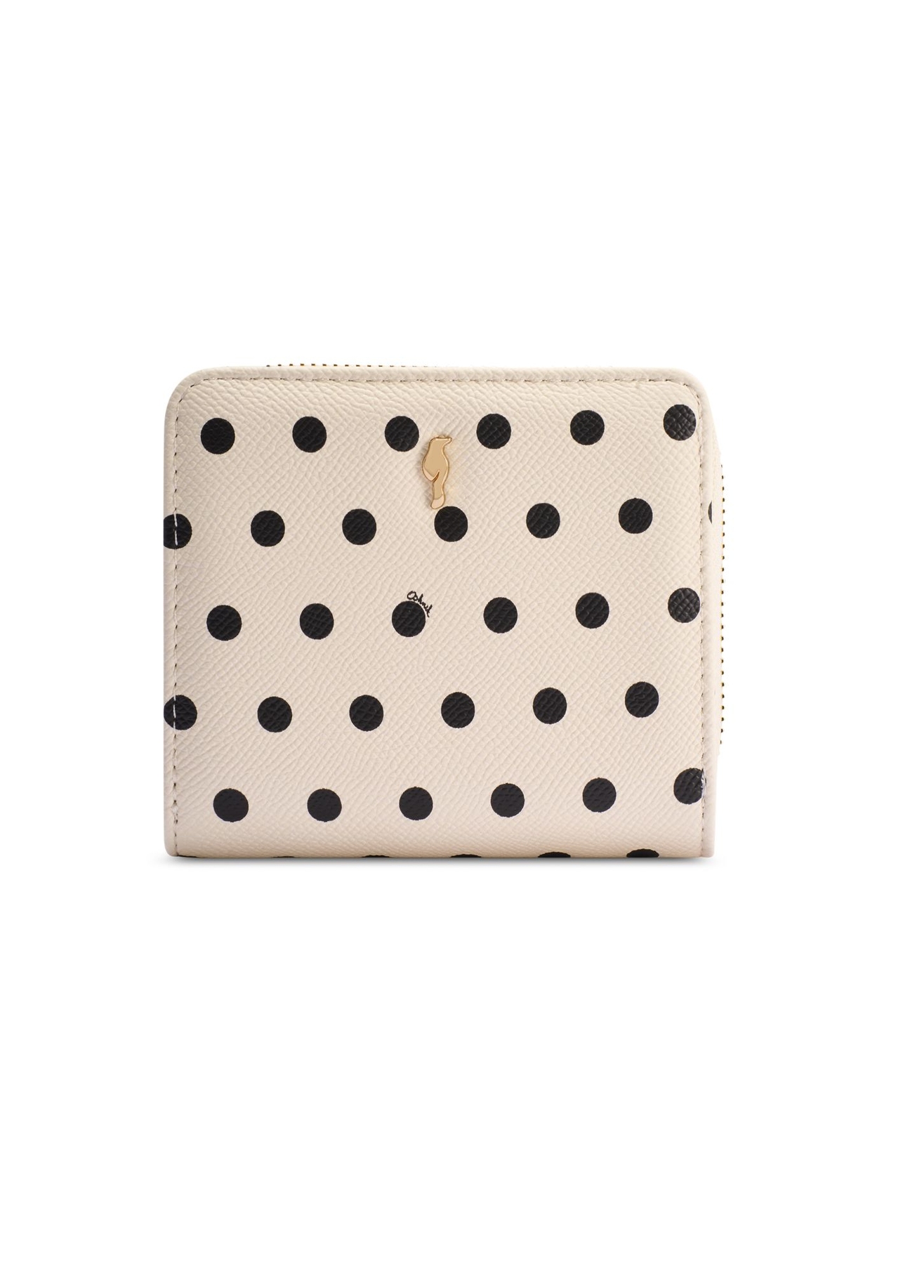 Malá béžová dámska peňaženka s logom POREC-0366-0P(W26) - pohľad spredu na produkt, na bielom pozadí.