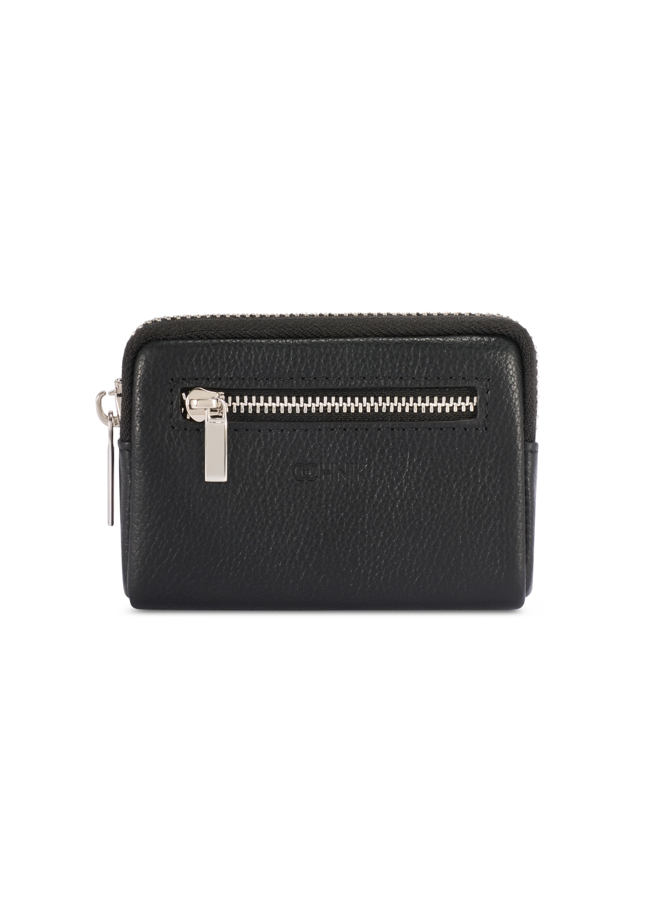 Čierna pánska kožená peňaženka PORMS-0689-9I(W26), pohľad spredu na bielom pozadí.