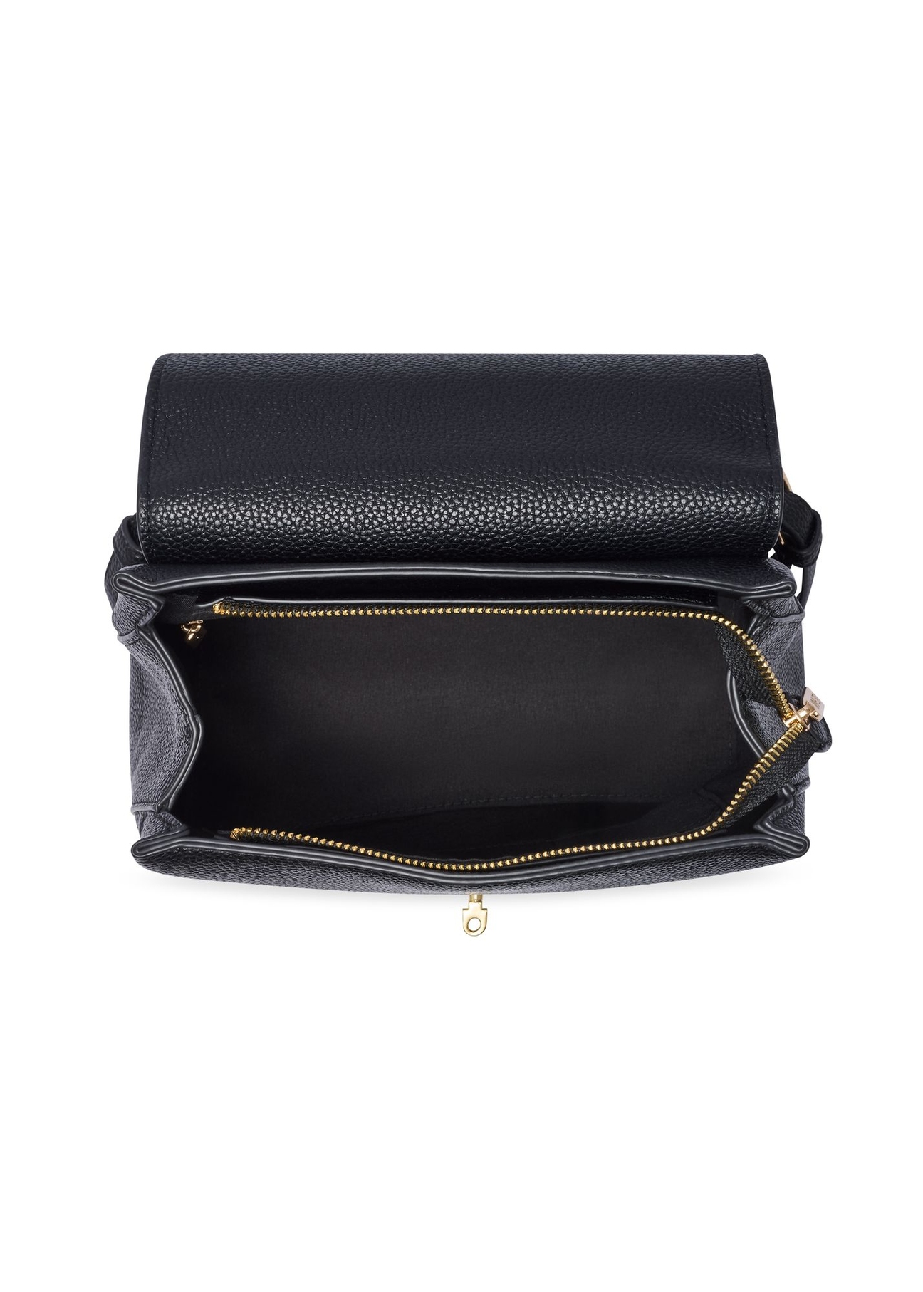 Čierny dámsky batoh TOREC-1138-9I(W26) - pohľad na produkt zhora, na bielom pozadí.