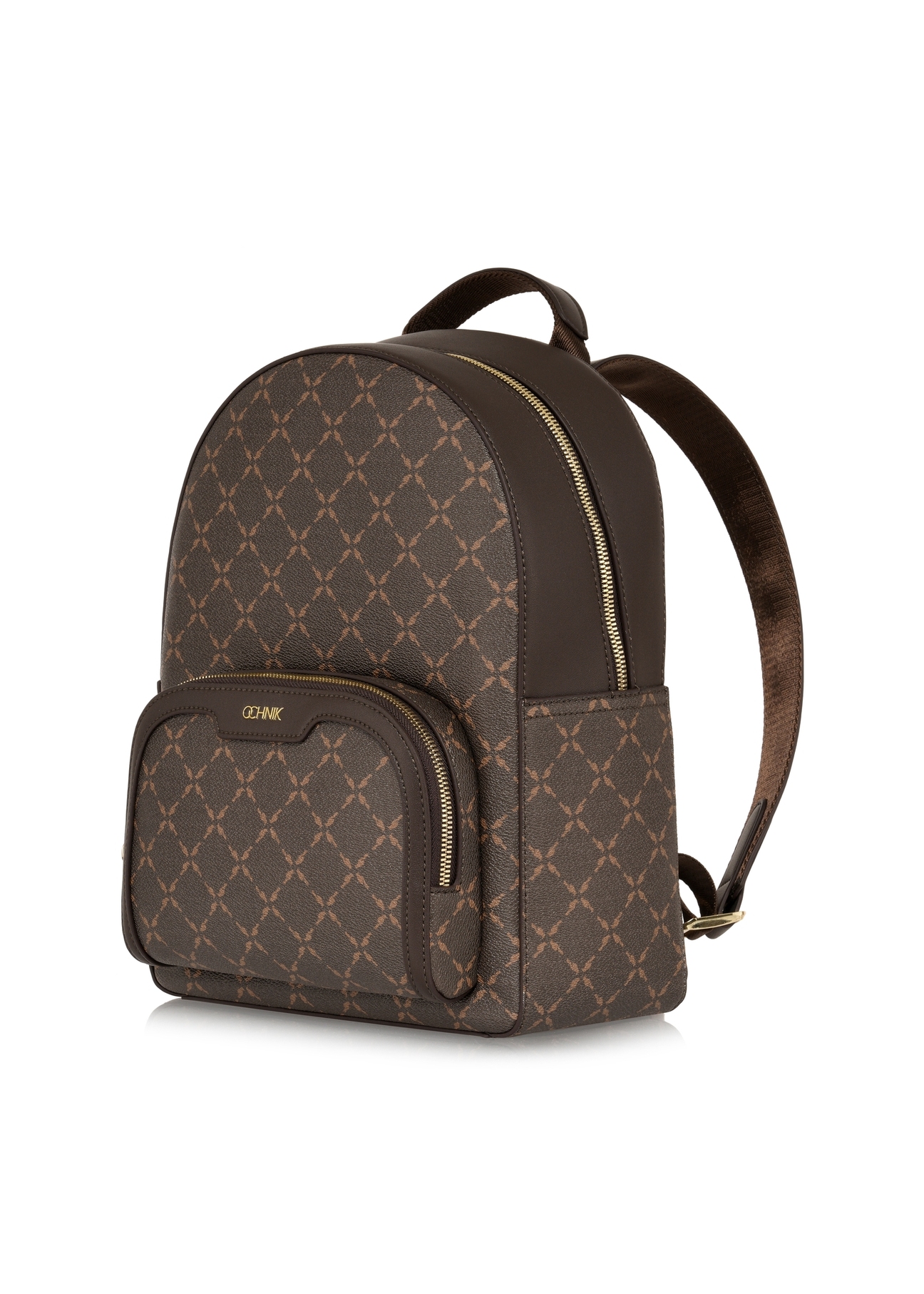 Dámsky batoh s monogramom TOREC-0980A-89(Z25), diagonálny pohľad na produkt na bielom pozadí.
