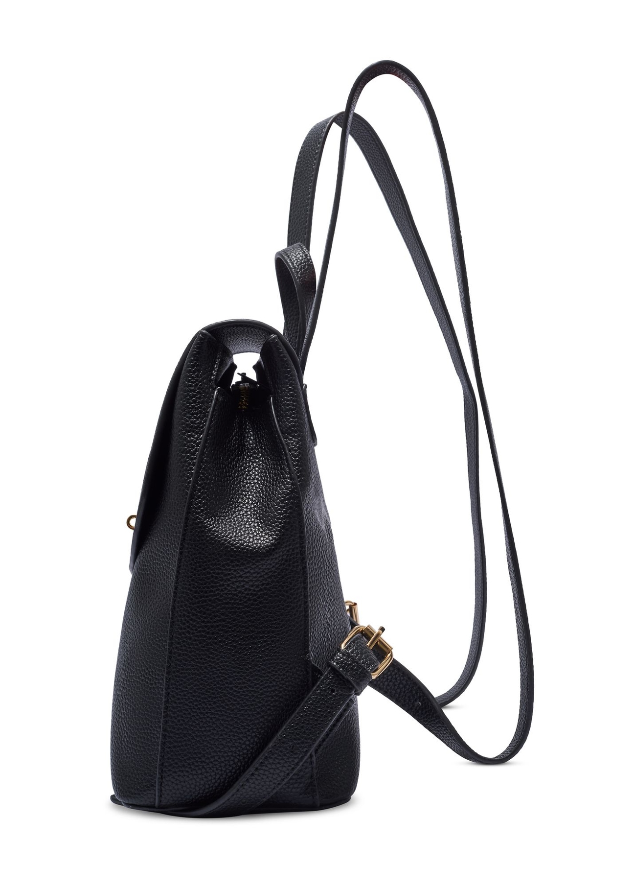 Čierny dámsky batoh TOREC-1138-9I(W26) - bočný pohľad na produkt, na bielom pozadí.