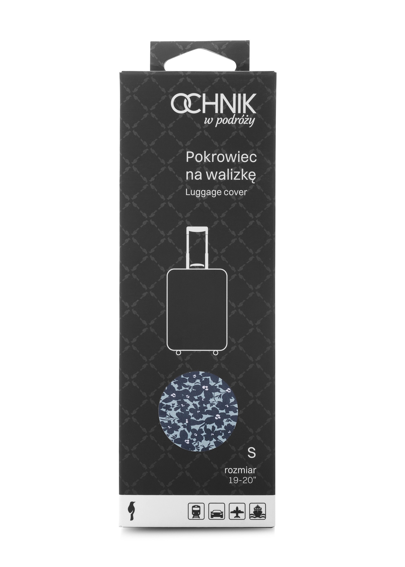 Kvetinový obal na malý kufor AW-013-0004-15-S(W25), pohľad na produkt v balení na bielom pozadí.