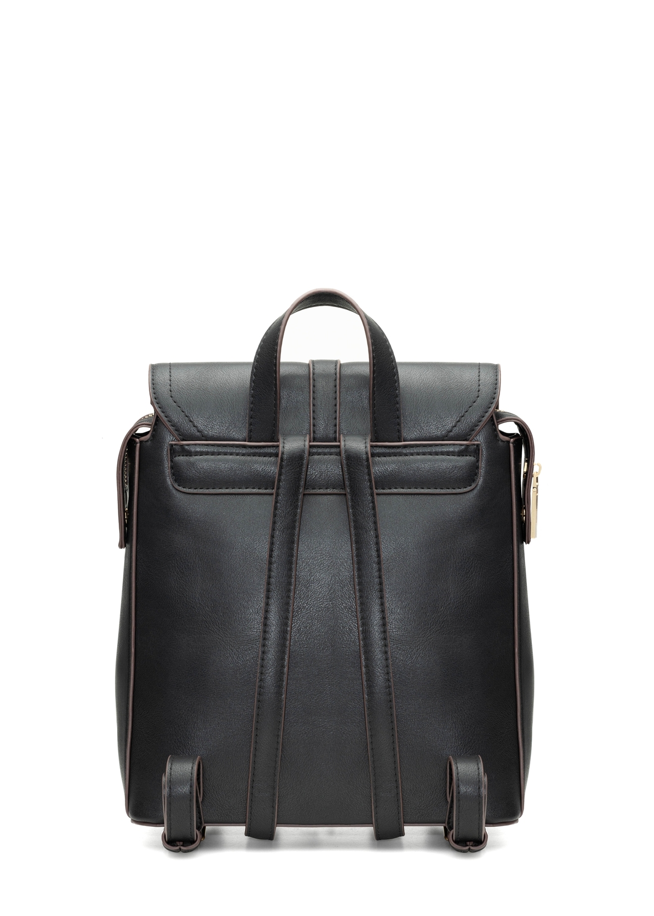 Dámsky batoh v čiernej farbe TOREC-1198-99(W26) - pohľad na produkt zozadu, na bielom pozadí.