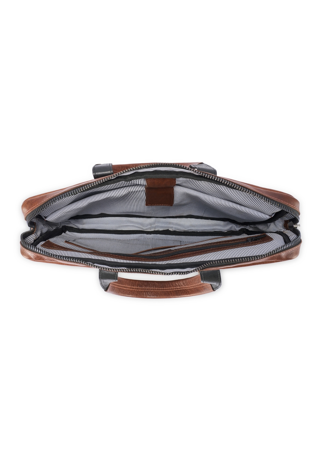 Hnedá kožená pánska taška TORMS-0488-1H(W26) - pohľad na produkt zhora, na bielom pozadí.