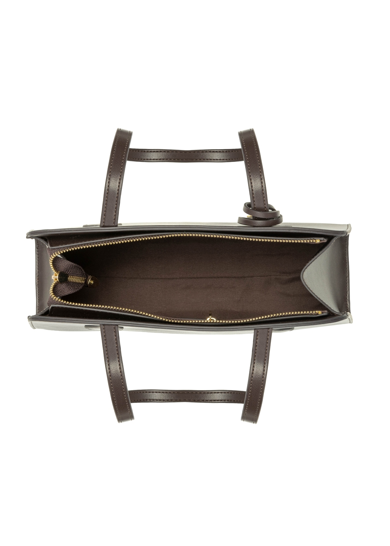 Hnedá taška cez rameno TOREC-1236-1H(W26), pohľad na produkt vo vnútri na bielom pozadí.