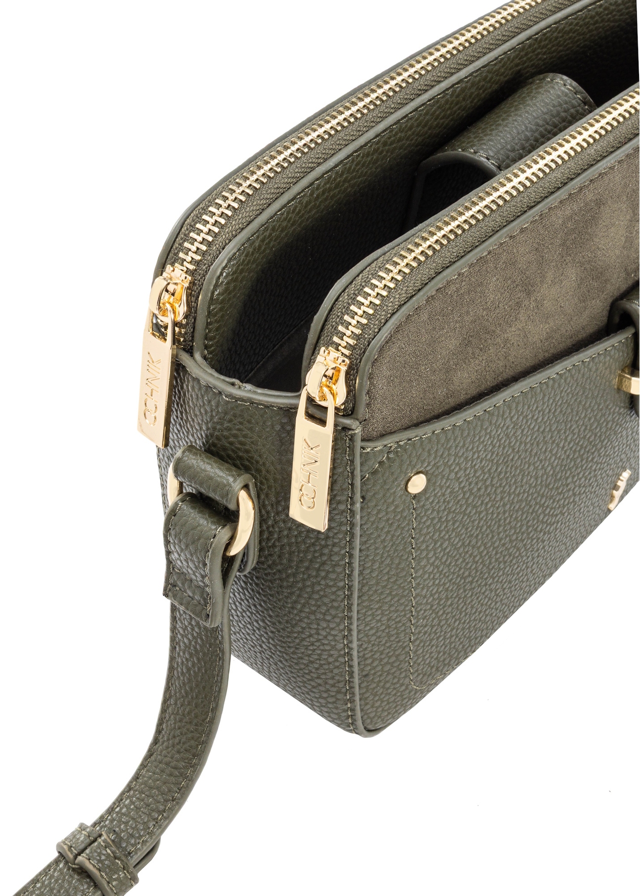 Malá dámska khaki kabelka TOREC-0830B-55(Z25), detail produktu na bielom pozadí.