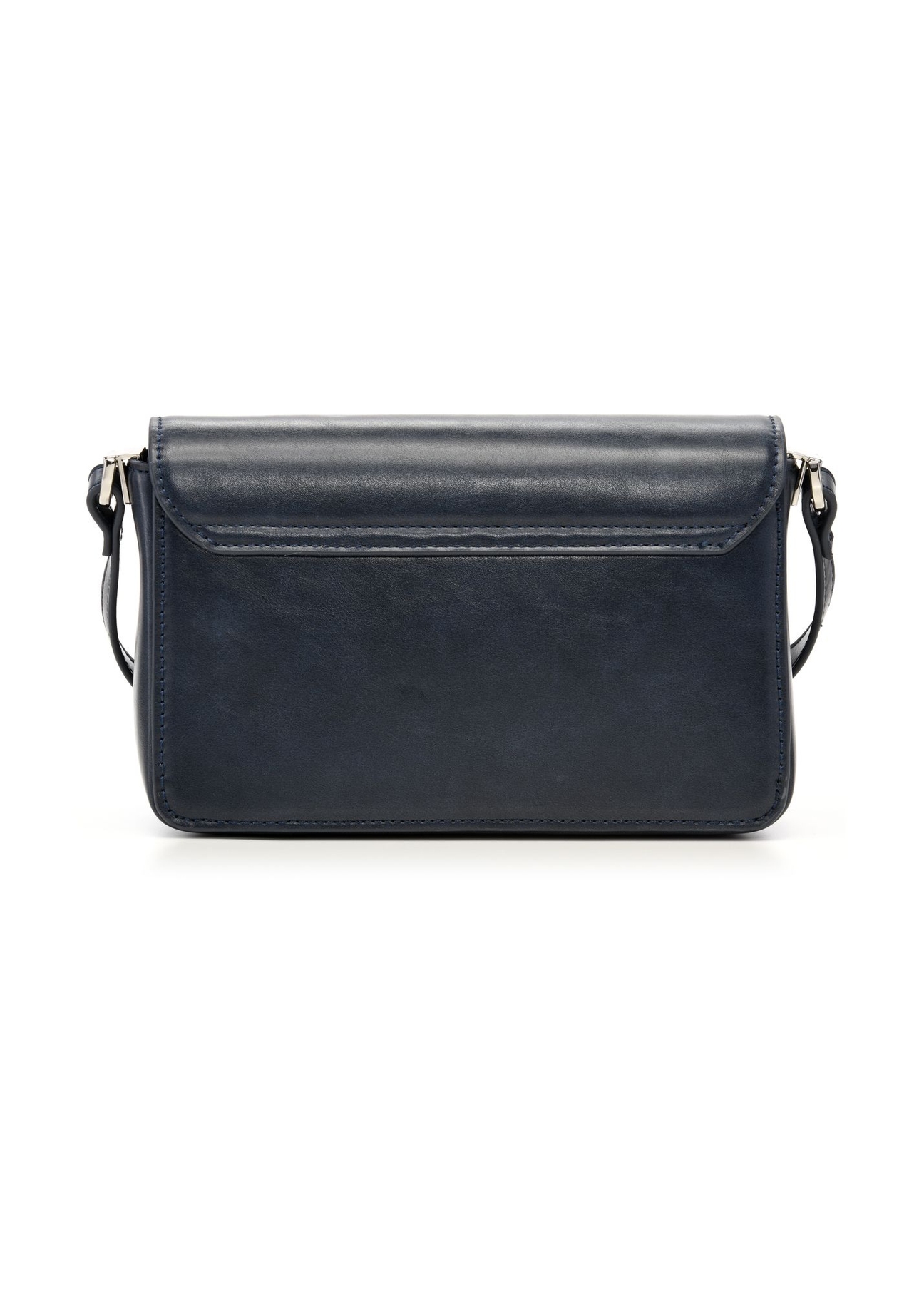 Elegantná dámska kabelka v tmavomodrej farbe TOREC-1251-7E(Z26) - pohľad na produkt zozadu, na bielom podklade.