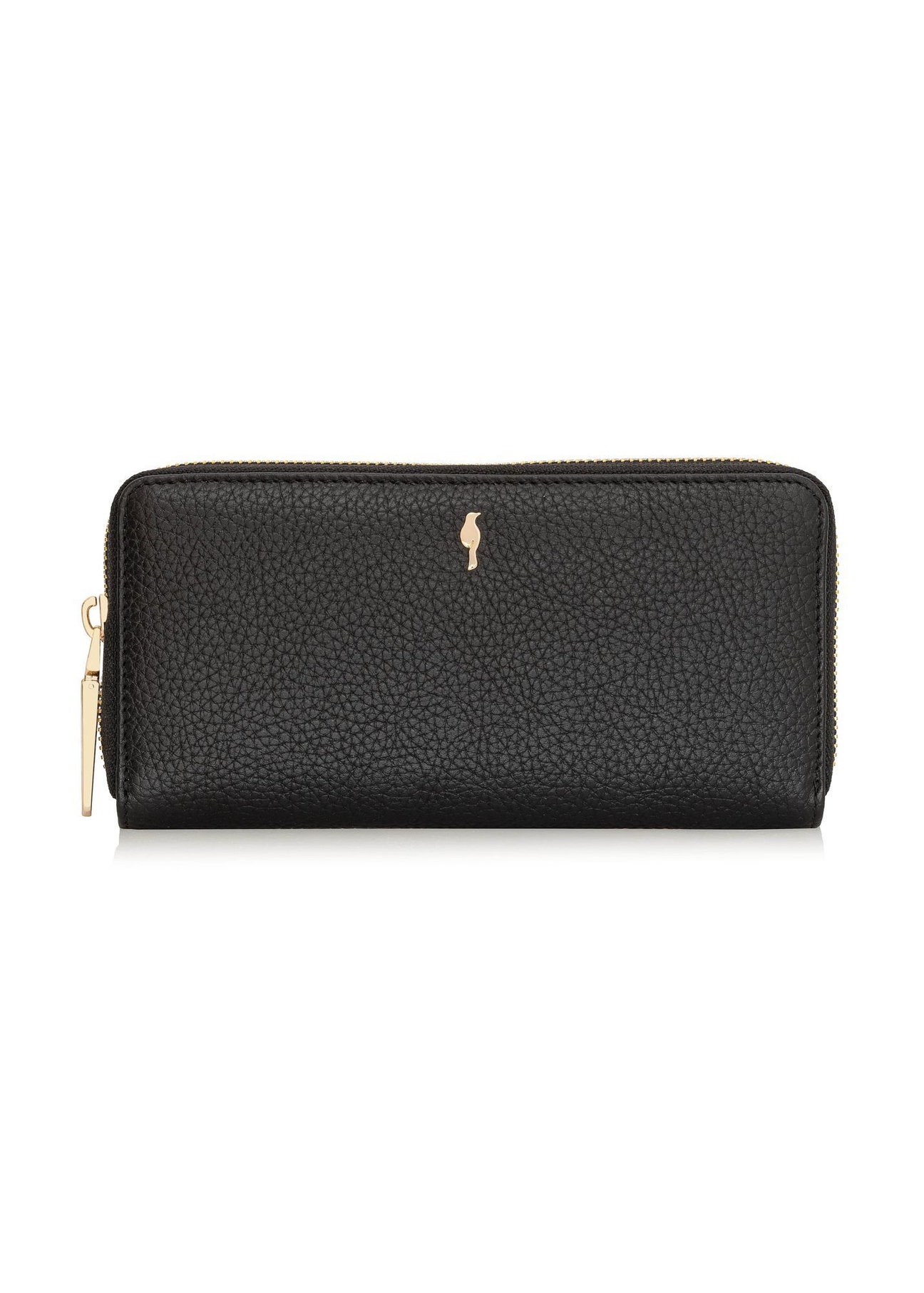 Čierna kožená dámska peňaženka PORES-0800R-9I(W26), pohľad spredu na bielom pozadí.