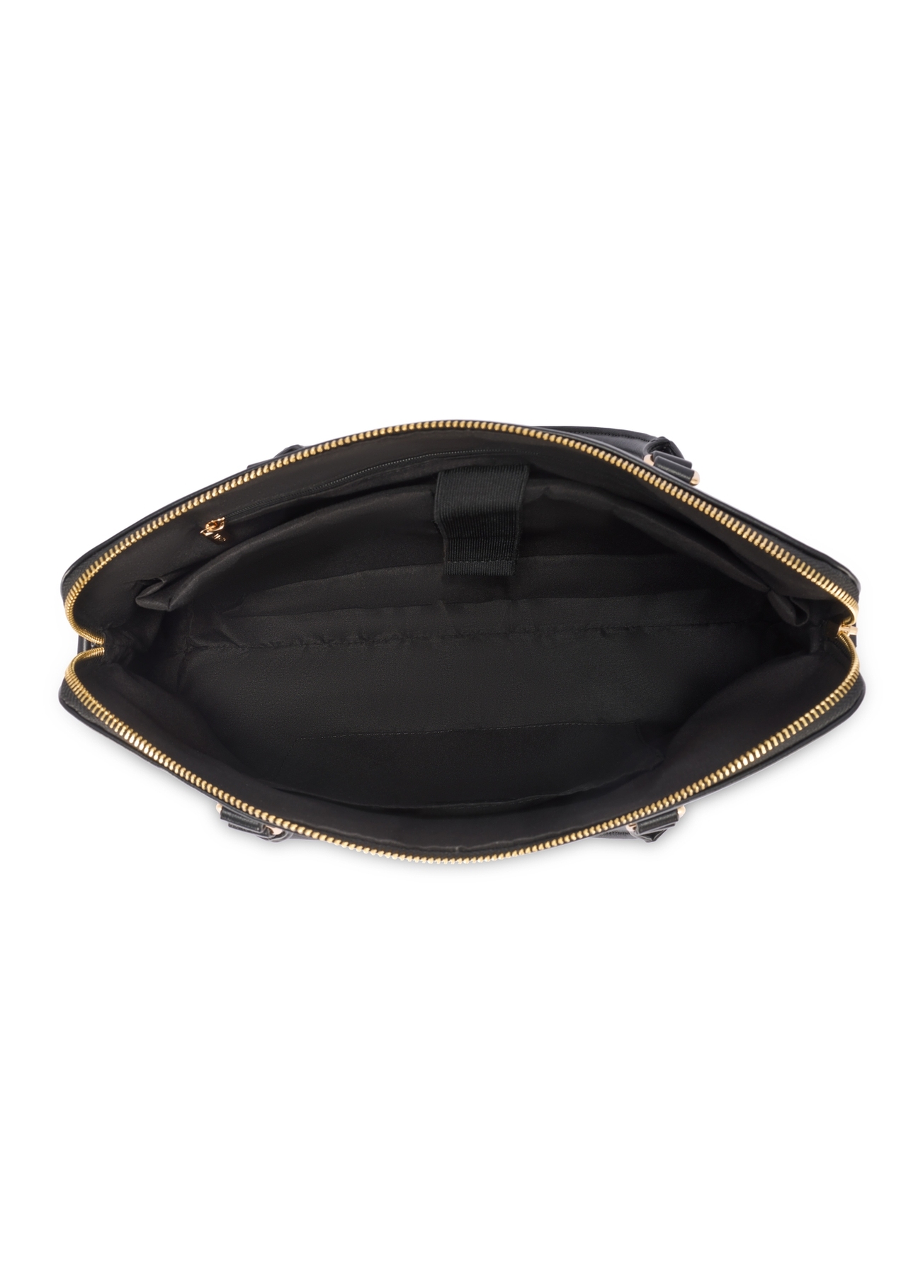 Čierna dámska taška na notebook TOREC-1130-99(W26), pohľad na produkt vo vnútri na bielom pozadí.