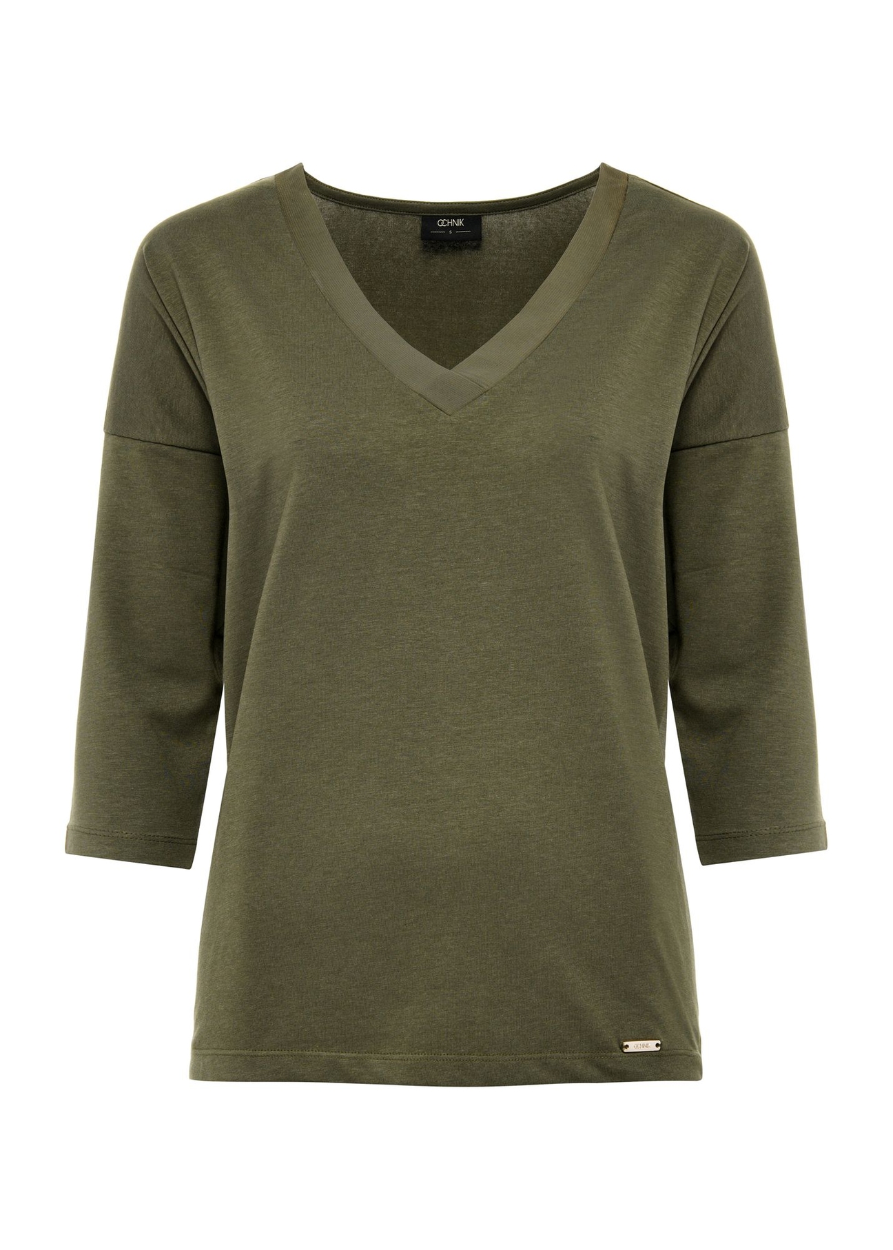 Khaki dámska blúzka BLUDT-0156-55(W25)-04