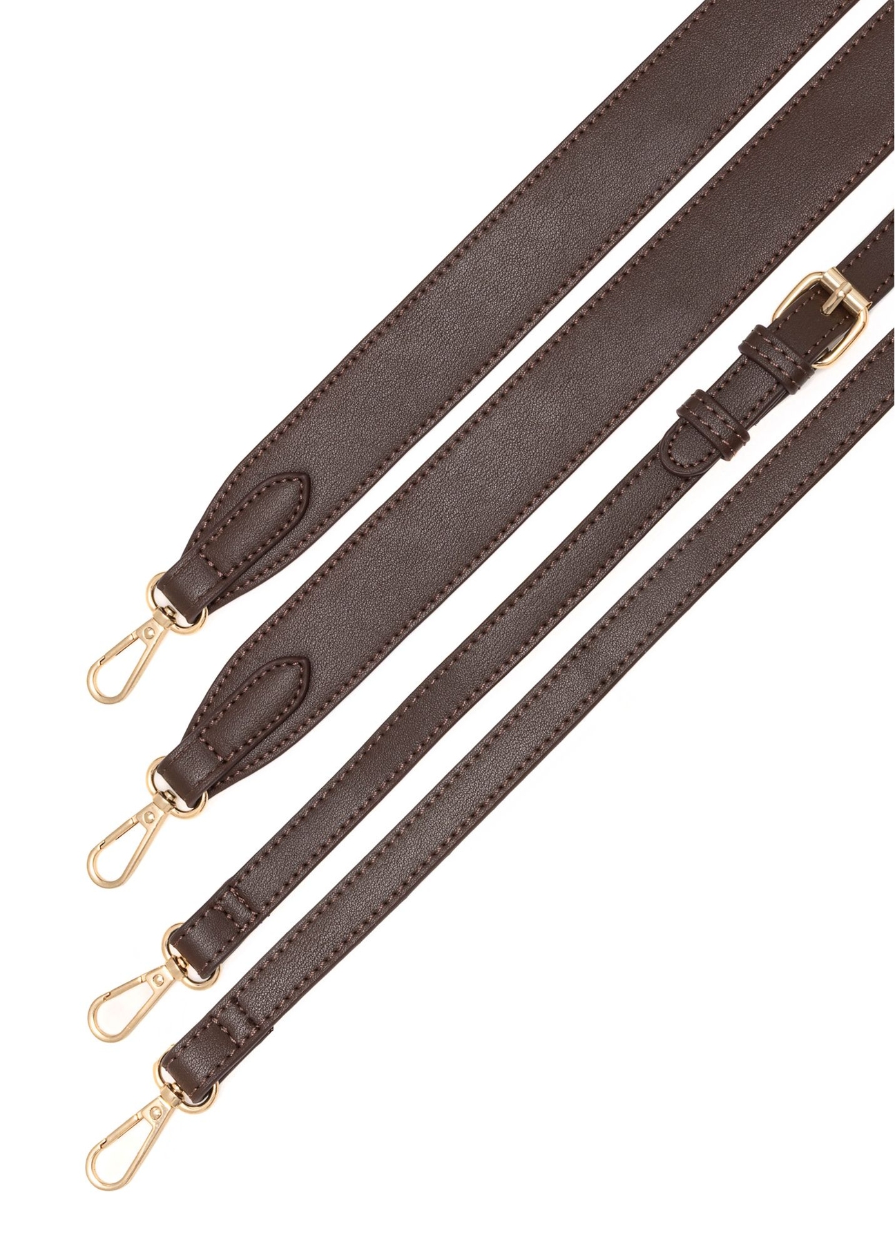 Dámska čokoládová taška cez rameno TOREC-0930B-89(Z25), pohľad na popruhy tašky na bielom pozadí.