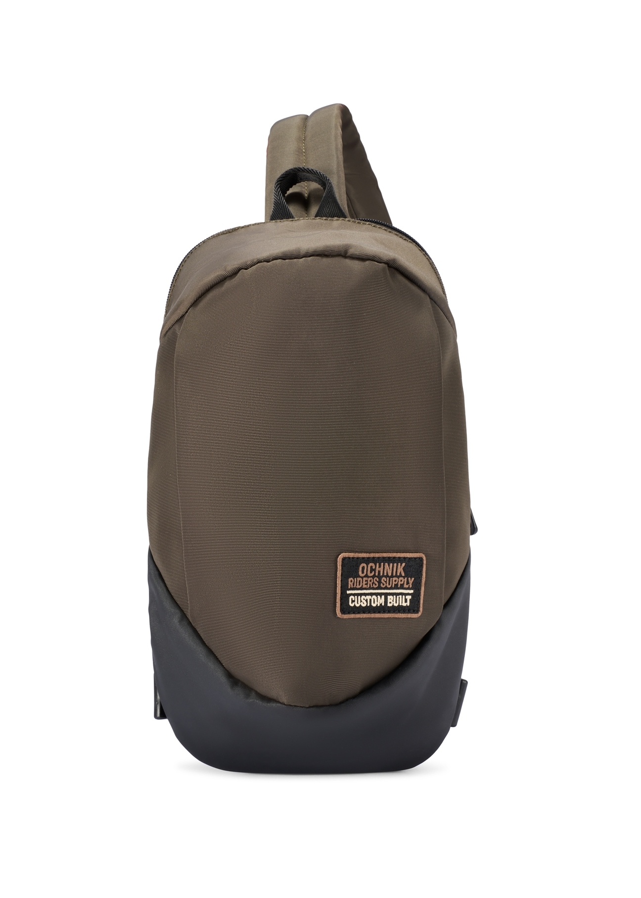 Pánska khaki kabelka cez rameno TORMN-0416-8D(W26) - pohľad spredu na produkt, na bielom pozadí.