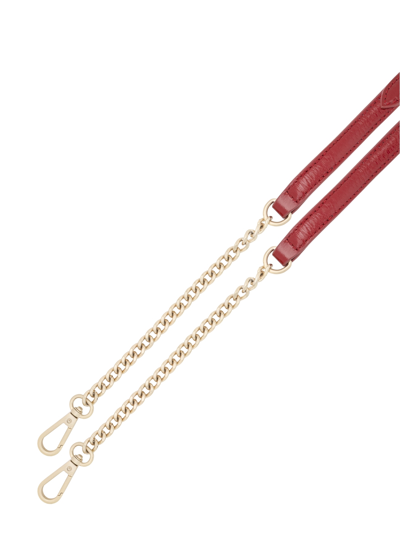 Červená kožená kabelka hobo TORES-1216-4B(W26), detailný záber na popruh produktu, pohľad na bielom pozadí.