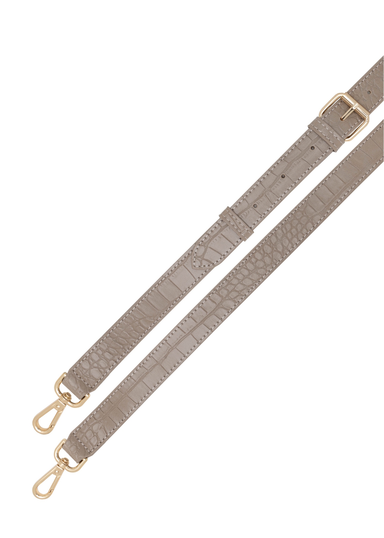 Dámska béžová kabelka cez rameno TOREC-0880-1D(W26) s krokodílou farbou, pohľad na popruh produktu na bielom pozadí.