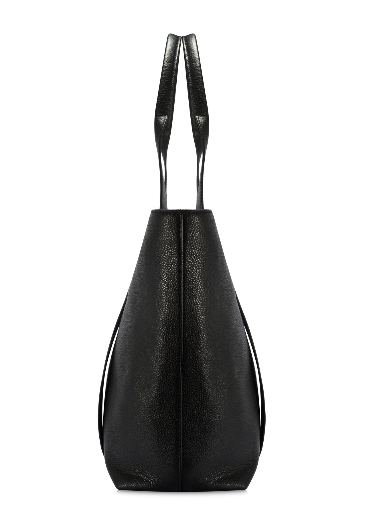 Čierna elegantná dámska nákupná taška TORES-1200-99(Z25), pohľad na produkt z boku na bielom pozadí.
