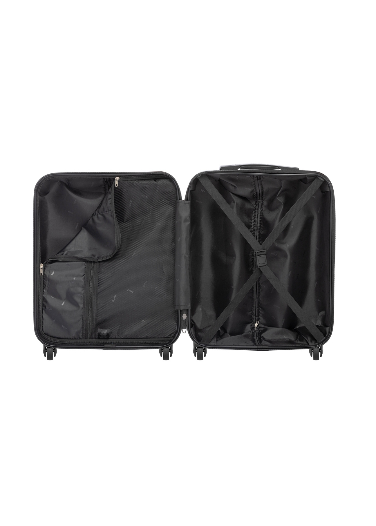 Malý kufor na kolieskach WALAB-0067-9B-19(W26), pohľad na produkt vo vnútri na bielom pozadí.