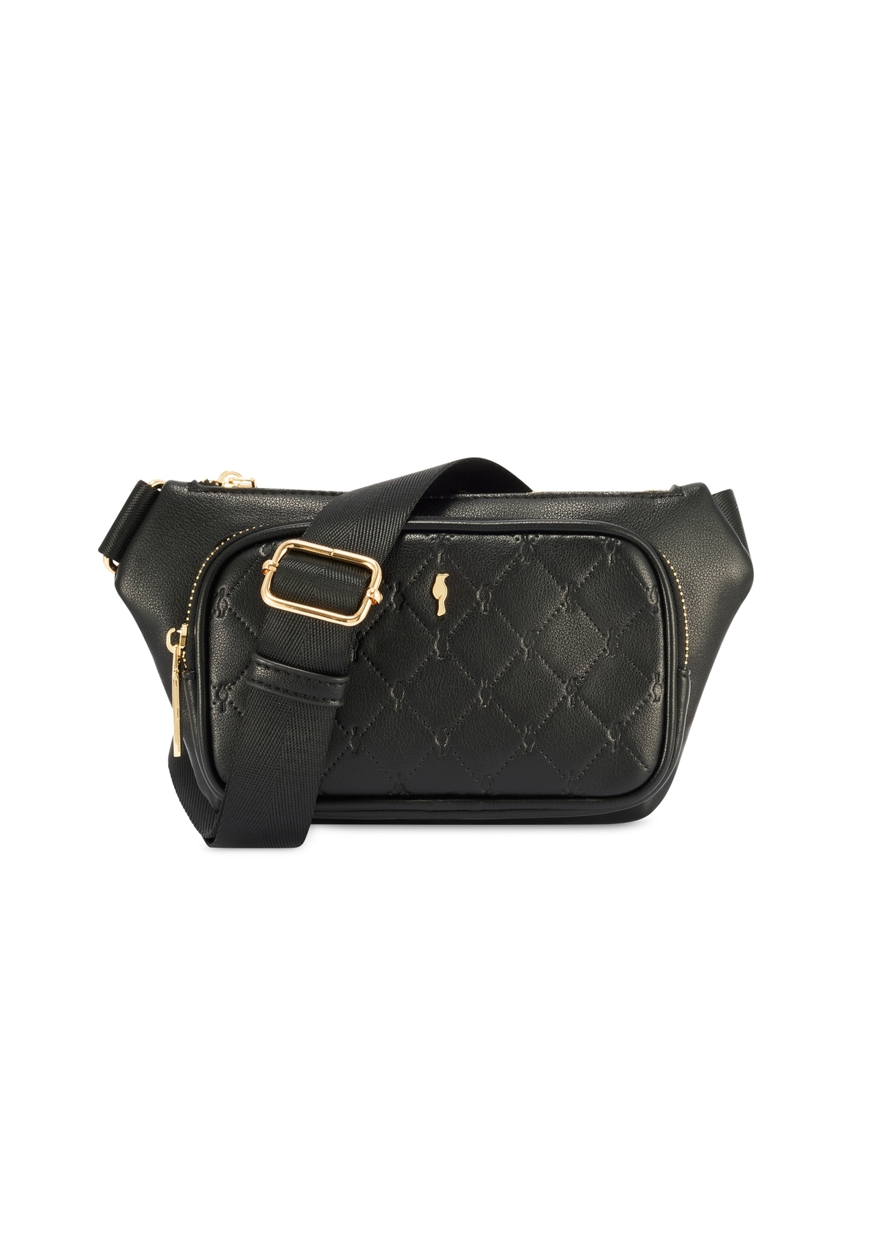 Čierna dámska ľadvinka s monogramom TOREC-1192-9P(W26) - pohľad na produkt spredu, na bielom pozadí.