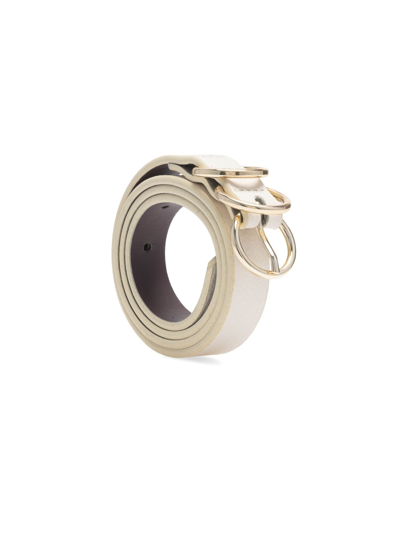 Dámsky biely kožený opasok PASDS-0320-0B(W26), diagonálny pohľad na produkt na bielom pozadí.