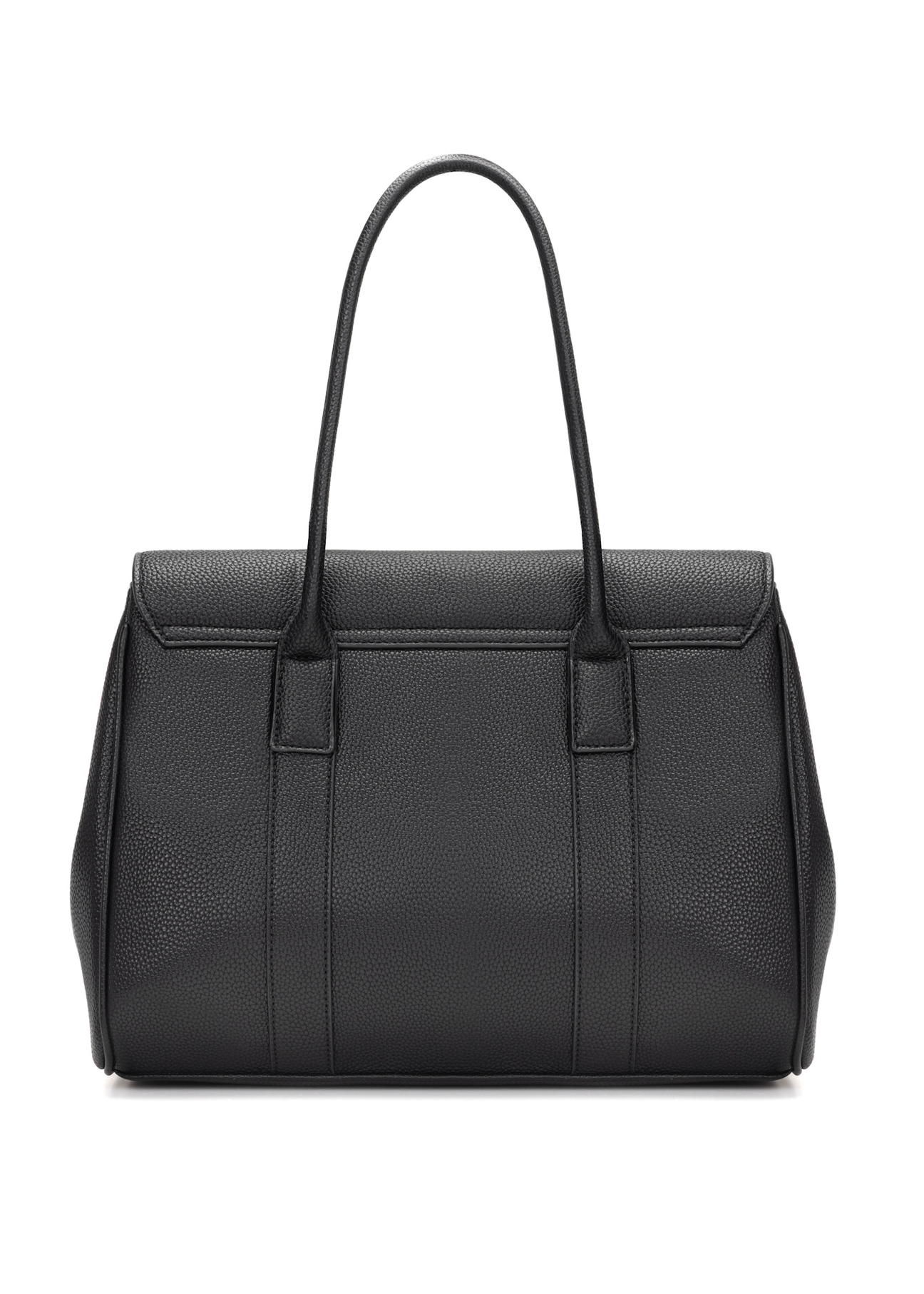 Čierna veľká dámska kabelka TOREC-1139-9I(W26), pohľad na produkt zozadu na bielom pozadí.