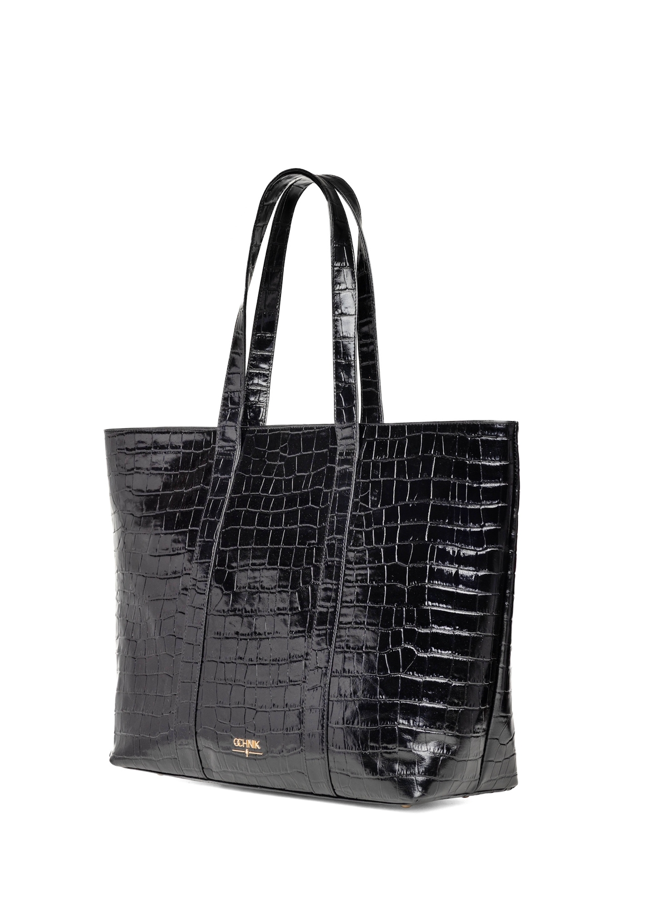 Dámska nákupná taška z krokodílej kože TORES-0700C-9G(W26), diagonálny pohľad na produkt na bielom pozadí.
