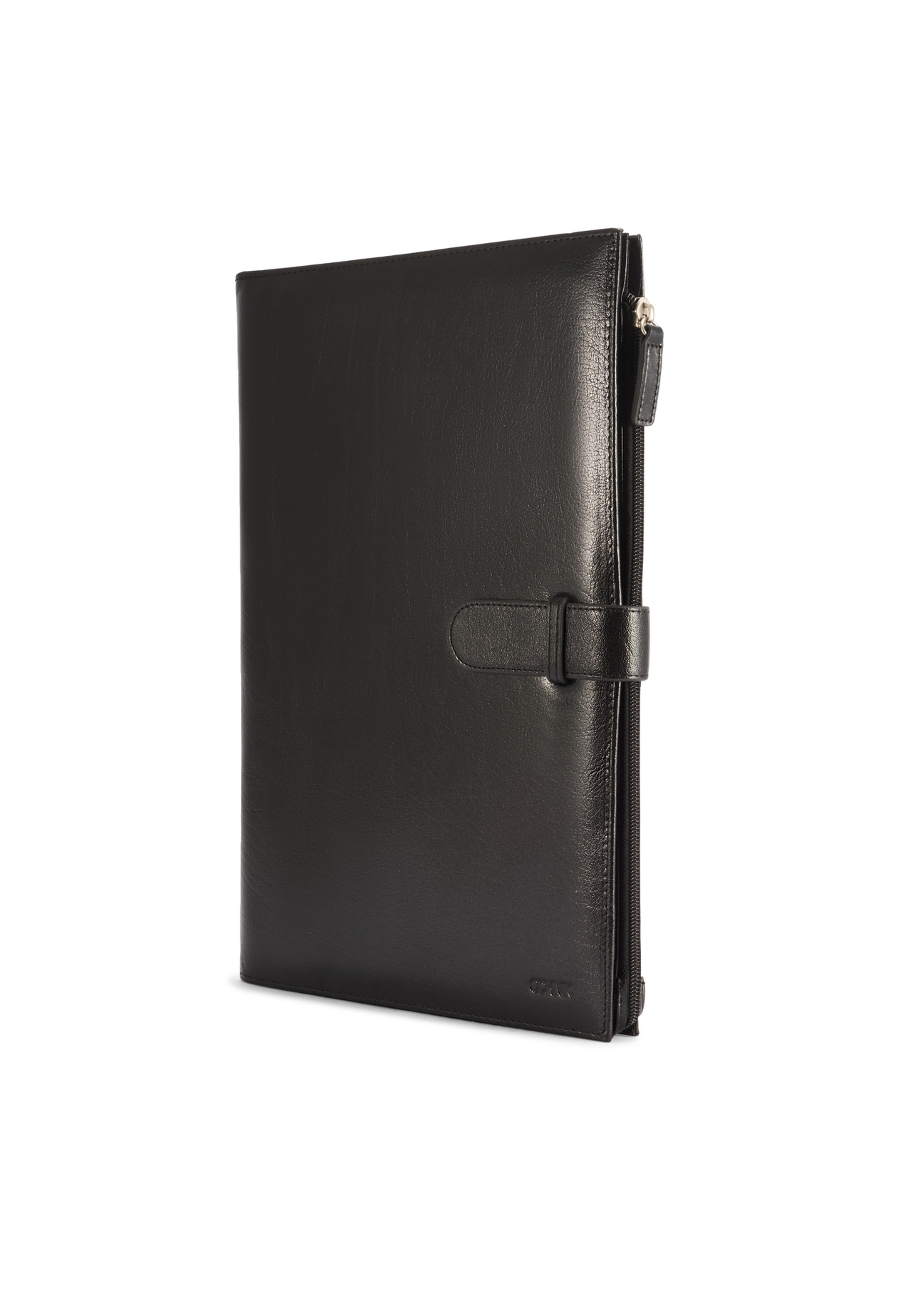 Čierna kožená pánska aktovka TORMS-0480-99(Z25), diagonálny pohľad na produkt na bielom pozadí.