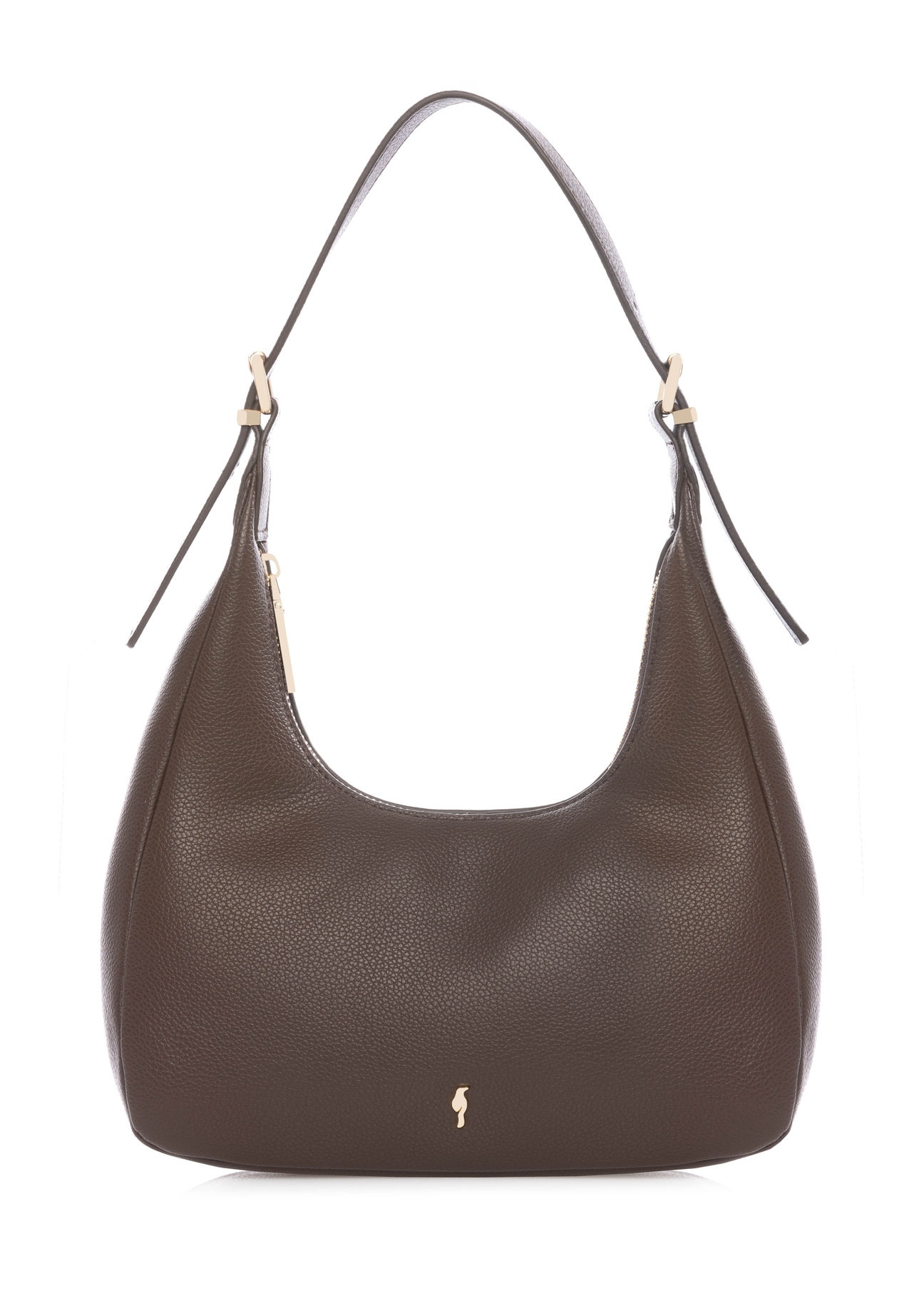 Hnedá malá dámska kabelka TOREC-1239-1I(W26) - pohľad spredu na produkt, na bielom pozadí.