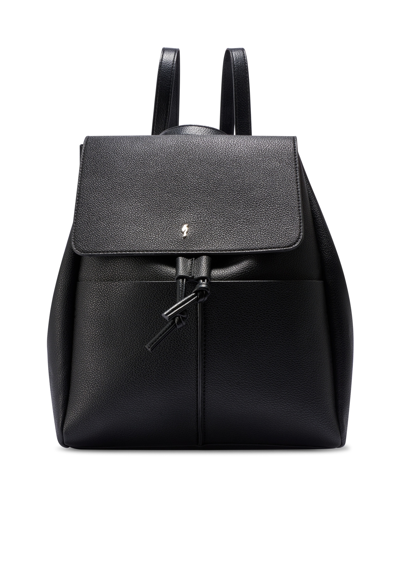 Čierny stredne veľký dámsky batoh TOREC-1132-99(W26) - pohľad na produkt spredu, na bielom pozadí.