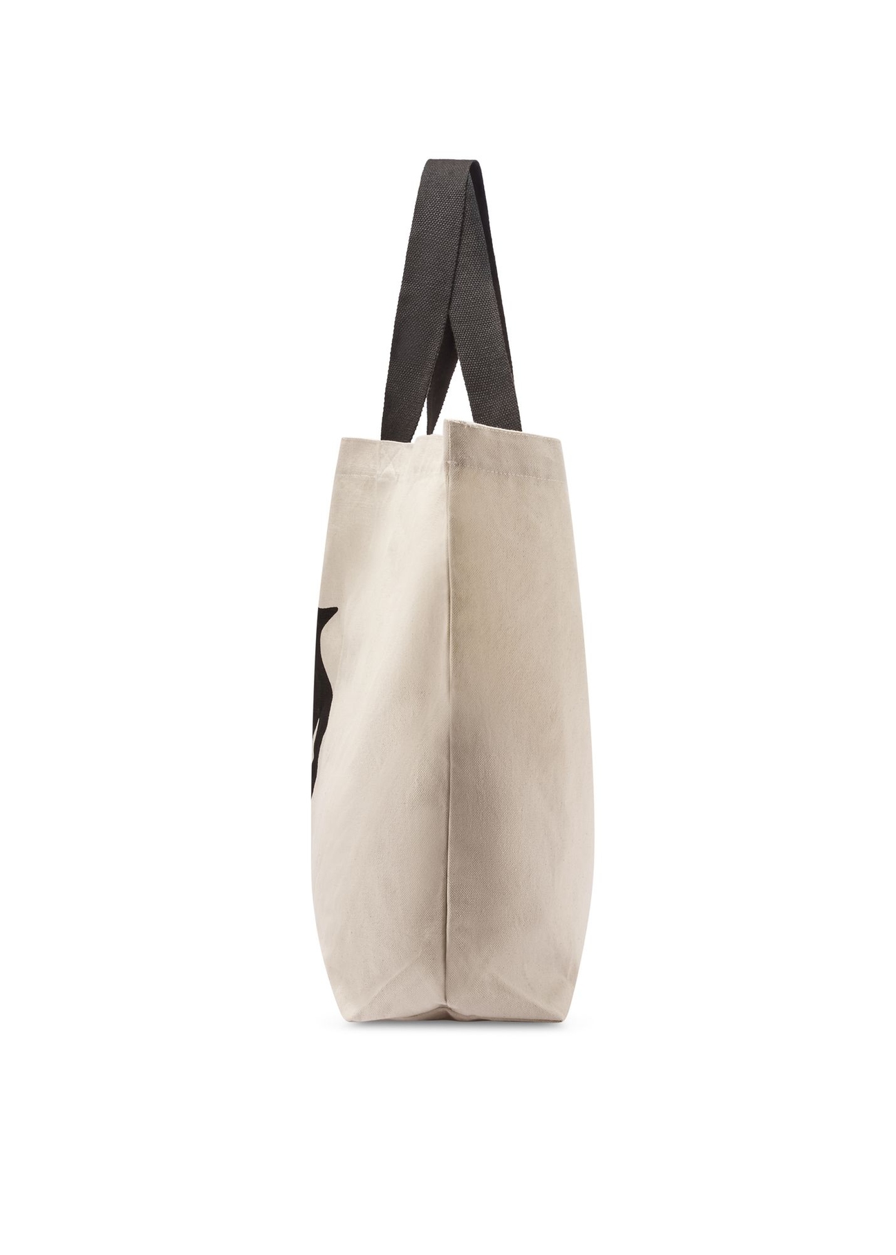 Krémová bavlnená taška TOREN-0136-0C(W26) - bočný pohľad na produkt, na bielom pozadí.