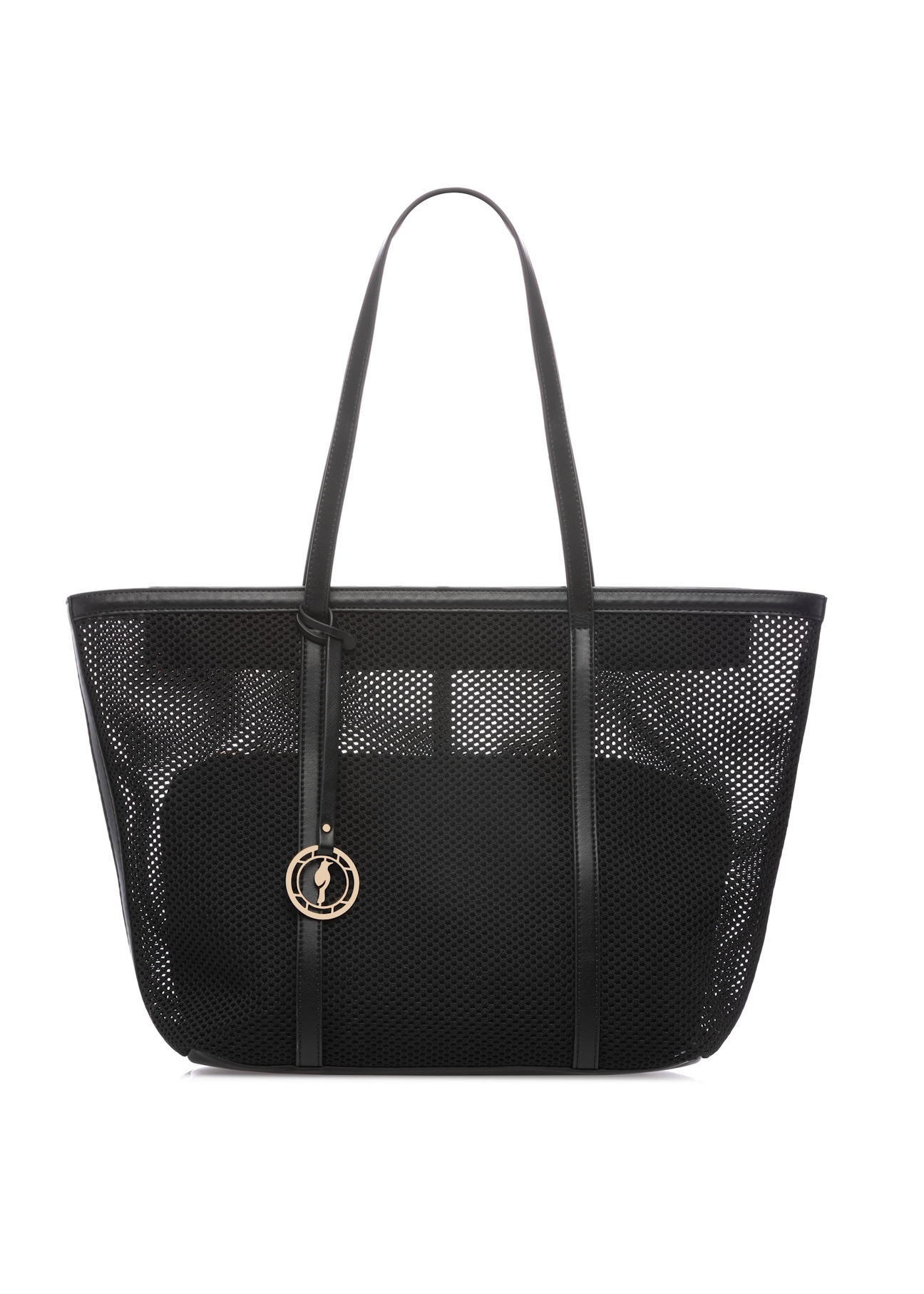 Dámska kabelka z veľkej sieťoviny TOREC-1149-99(W26), pohľad spredu na bielom pozadí.