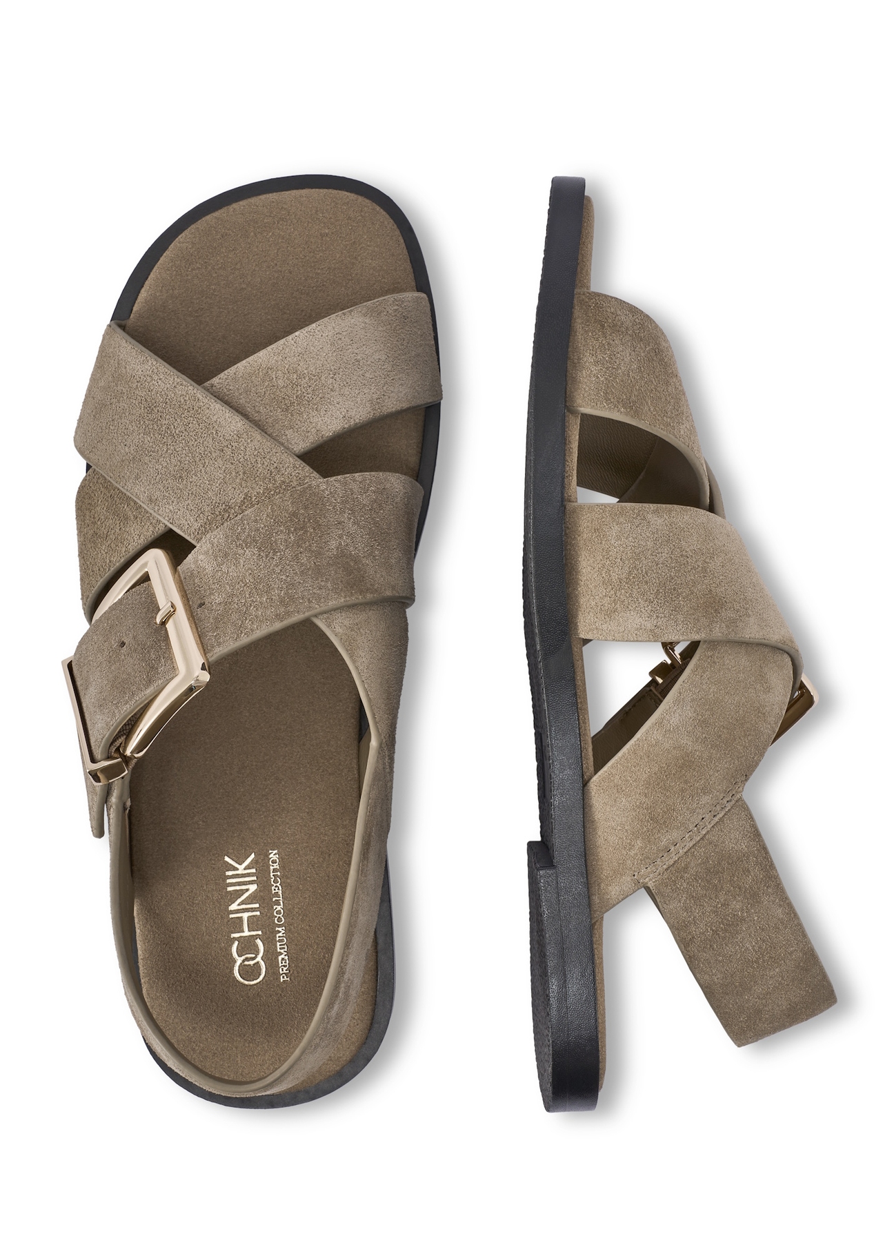 Dámske semišové sandále v chladnej béžovej farbe BUTYD-1238-1K(W26)