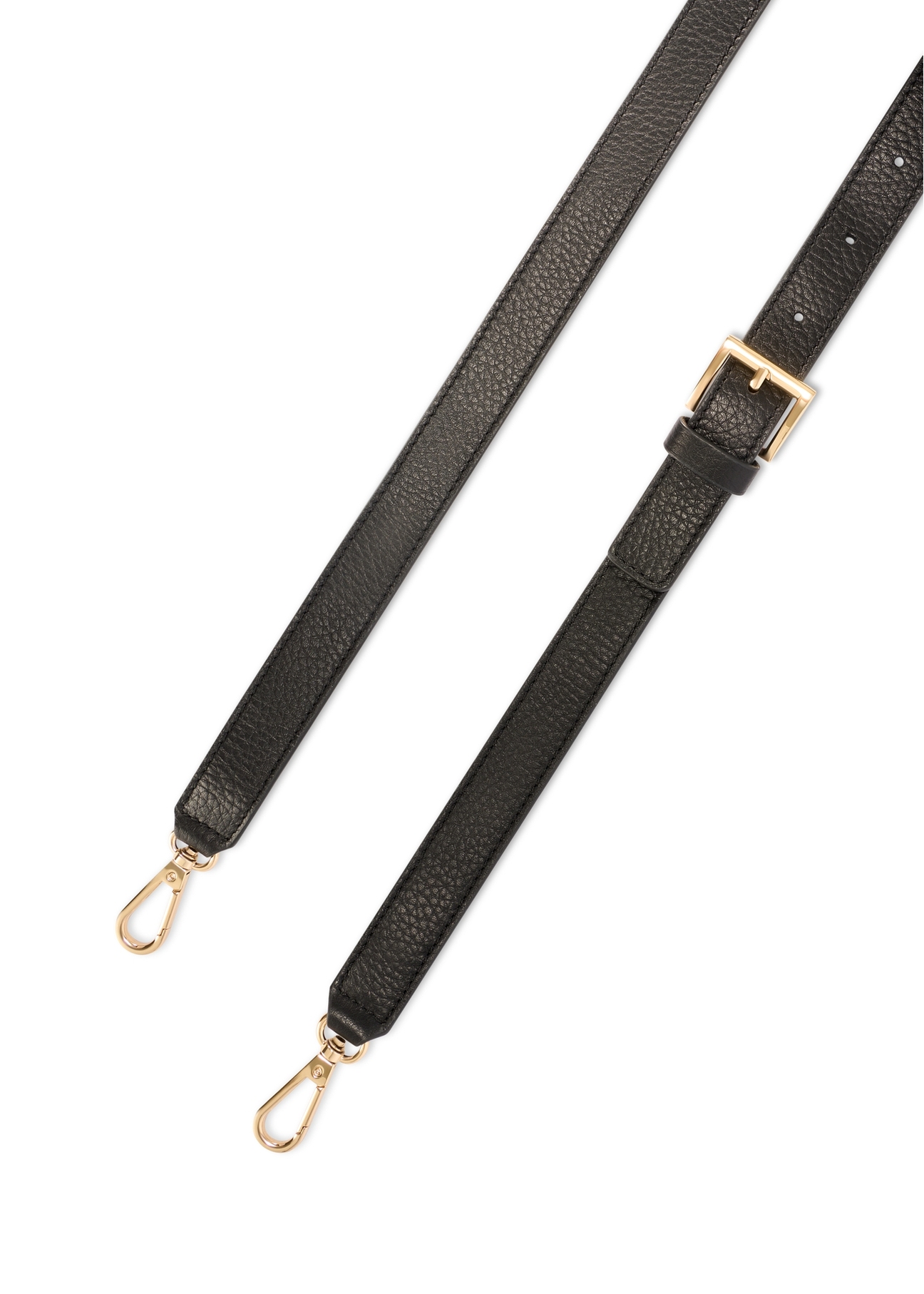 Dámska kožená čierna nákupná kabelka TORES-1204-9I(W26), detailný záber na popruh produktu, pohľad na bielom pozadí.