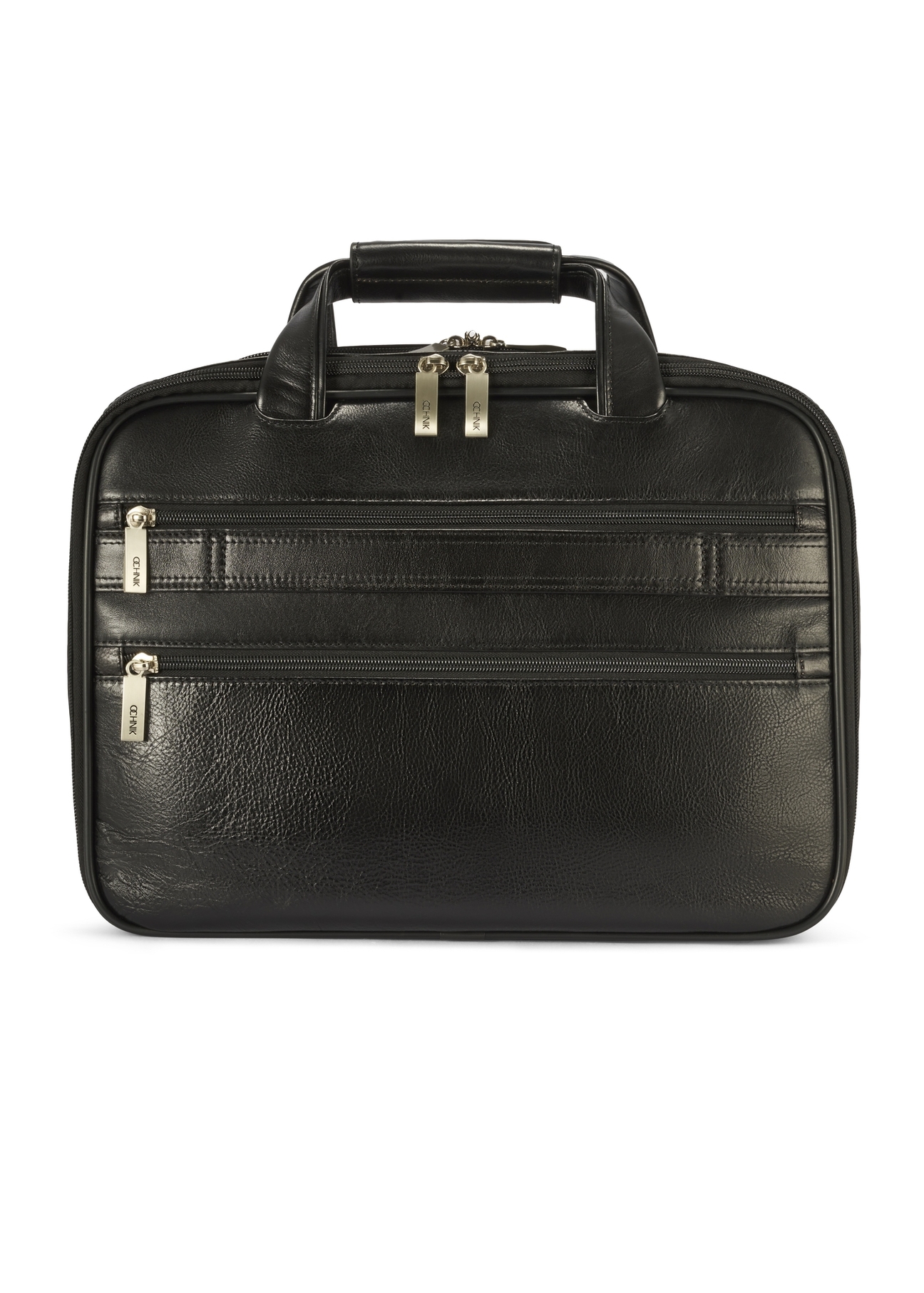 Čierna kožená pánska taška TORMS-0483-99(Z25), pohľad na produkt spredu na bielom pozadí.