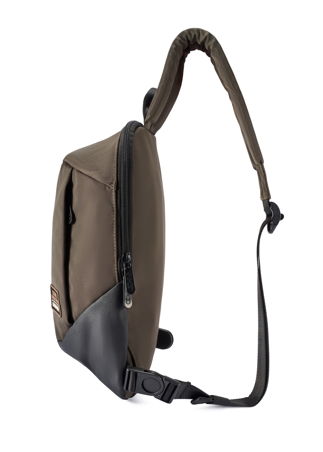 Pánska khaki kabelka cez rameno TORMN-0416-8D(W26) - bočný pohľad na produkt, na bielom pozadí.