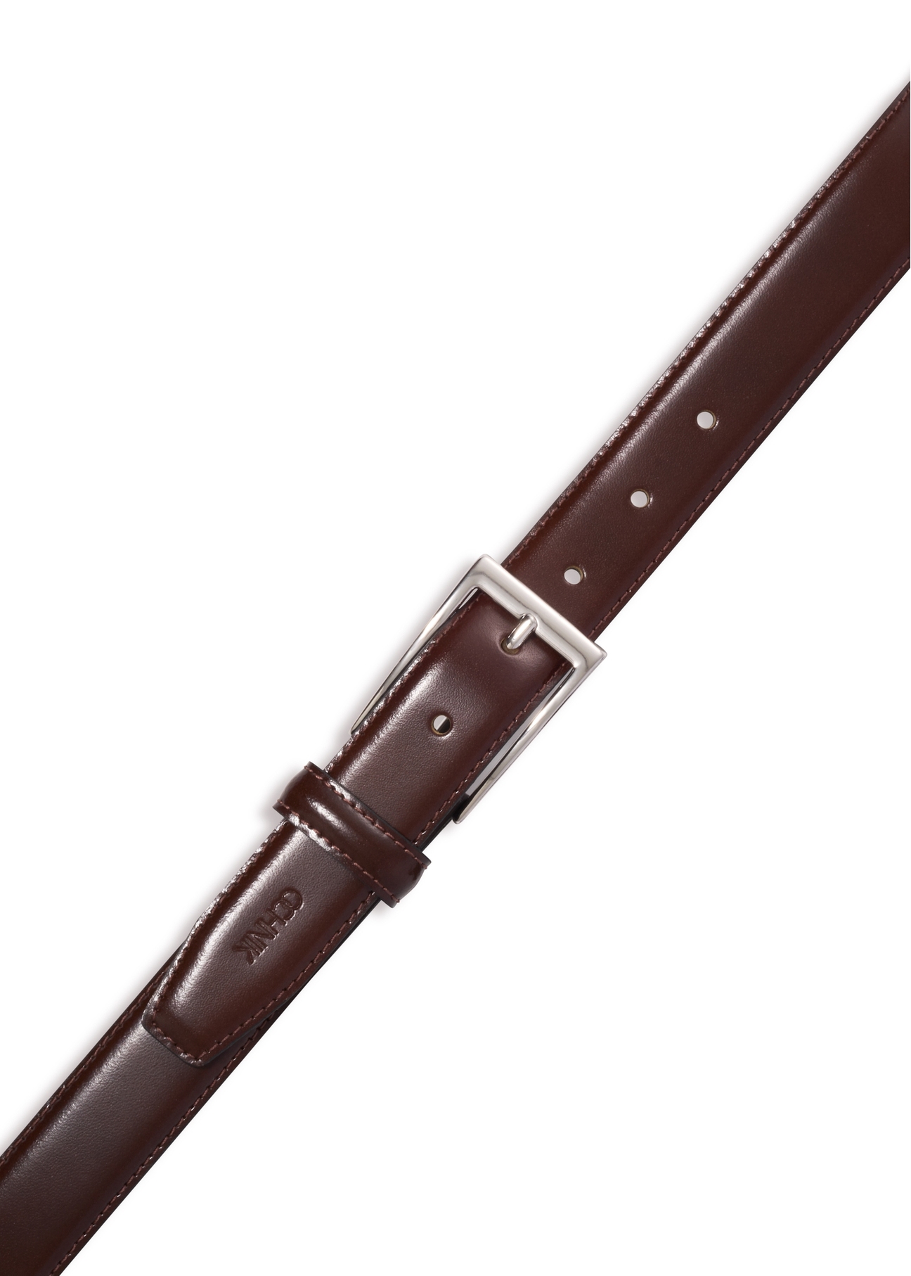 Hnedý pánsky kožený opasok PASMS-0244-1I(Z26), pohľad na sponu produktu na bielom pozadí.