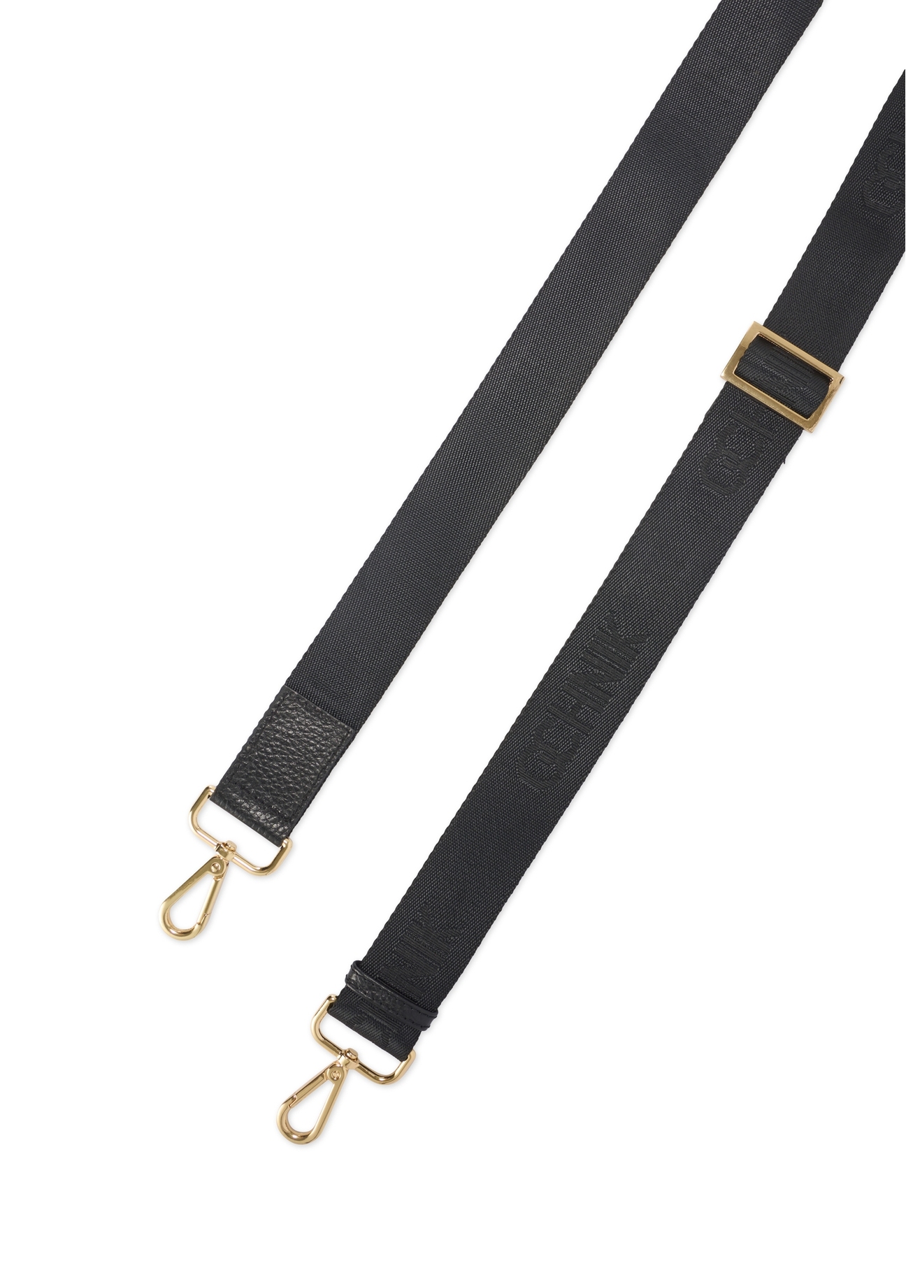 Čierna kožená taška na notebook TORES-1070A-99(W26), pohľad na popruh produktu na bielom pozadí.