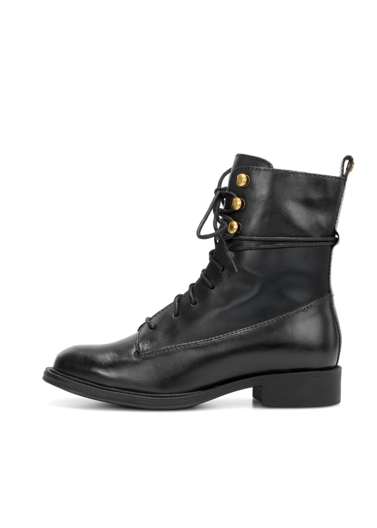 Čierne dámske kožené topánky so šnurovaním BUTYD-1202-99(Z25)