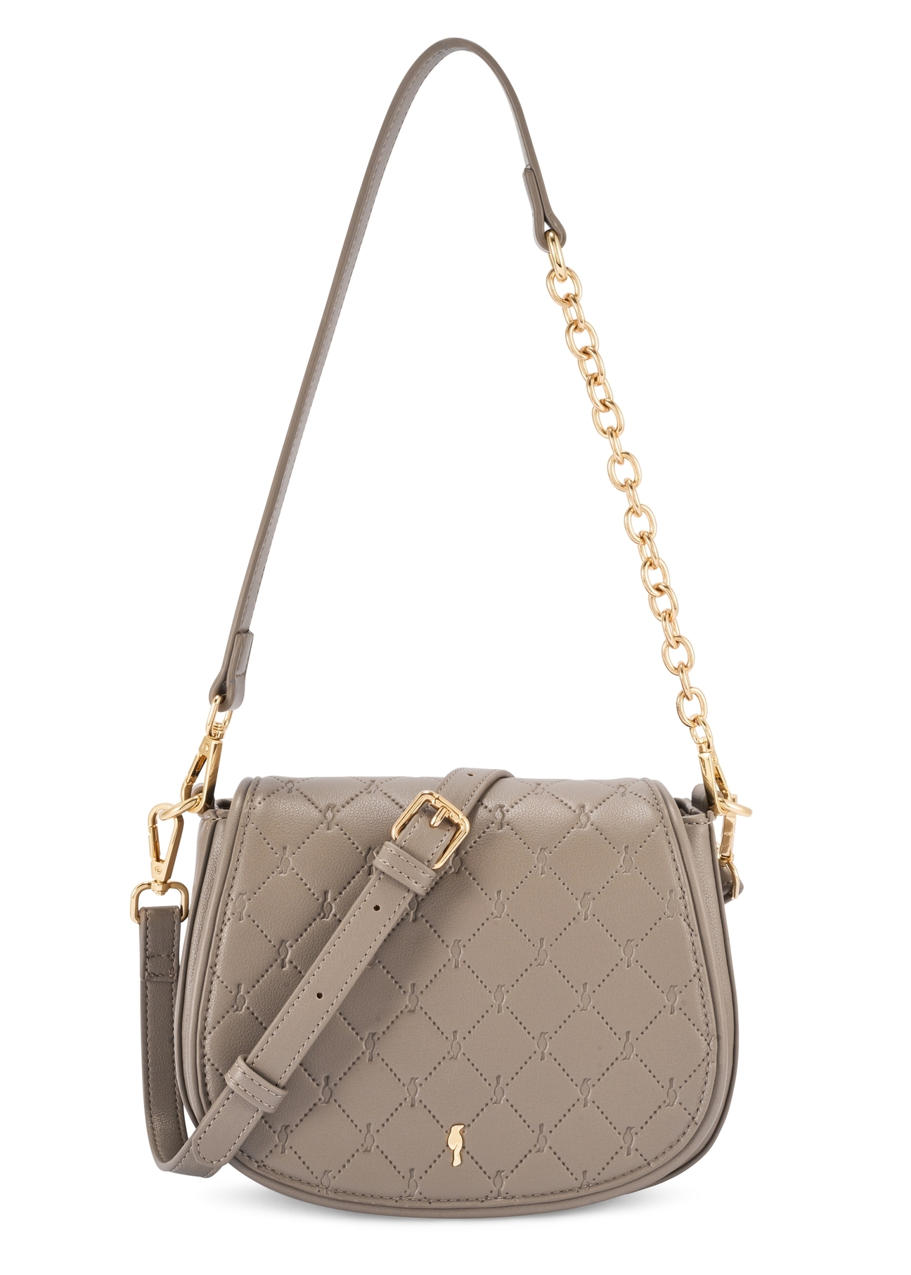 Svetlohnedá dámska taška cez rameno TOREC-1179-1K(W26), pohľad spredu na bielom pozadí.