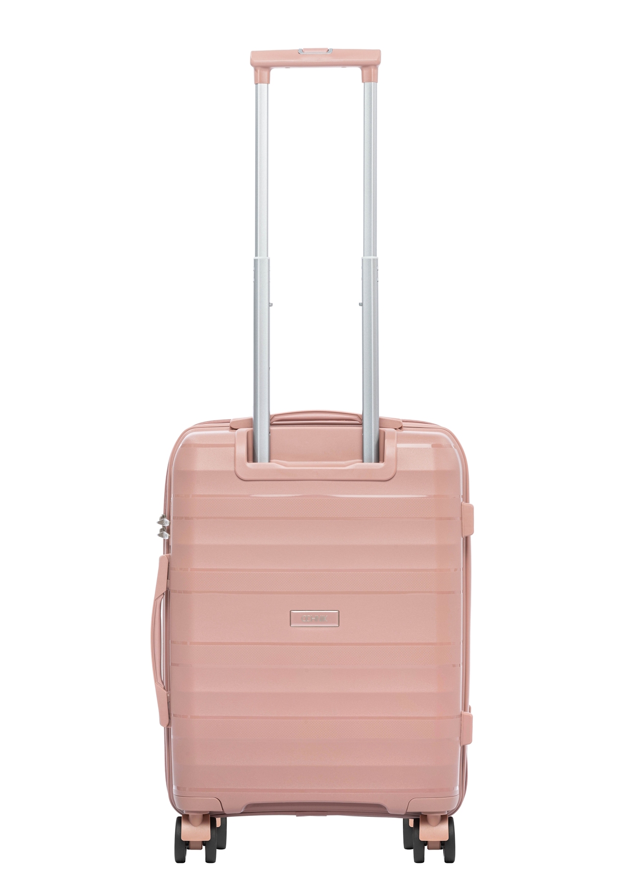 Malý kufor na kolieskach WALPP-0024-5B-19(W26), pohľad na produkt zozadu na bielom pozadí.