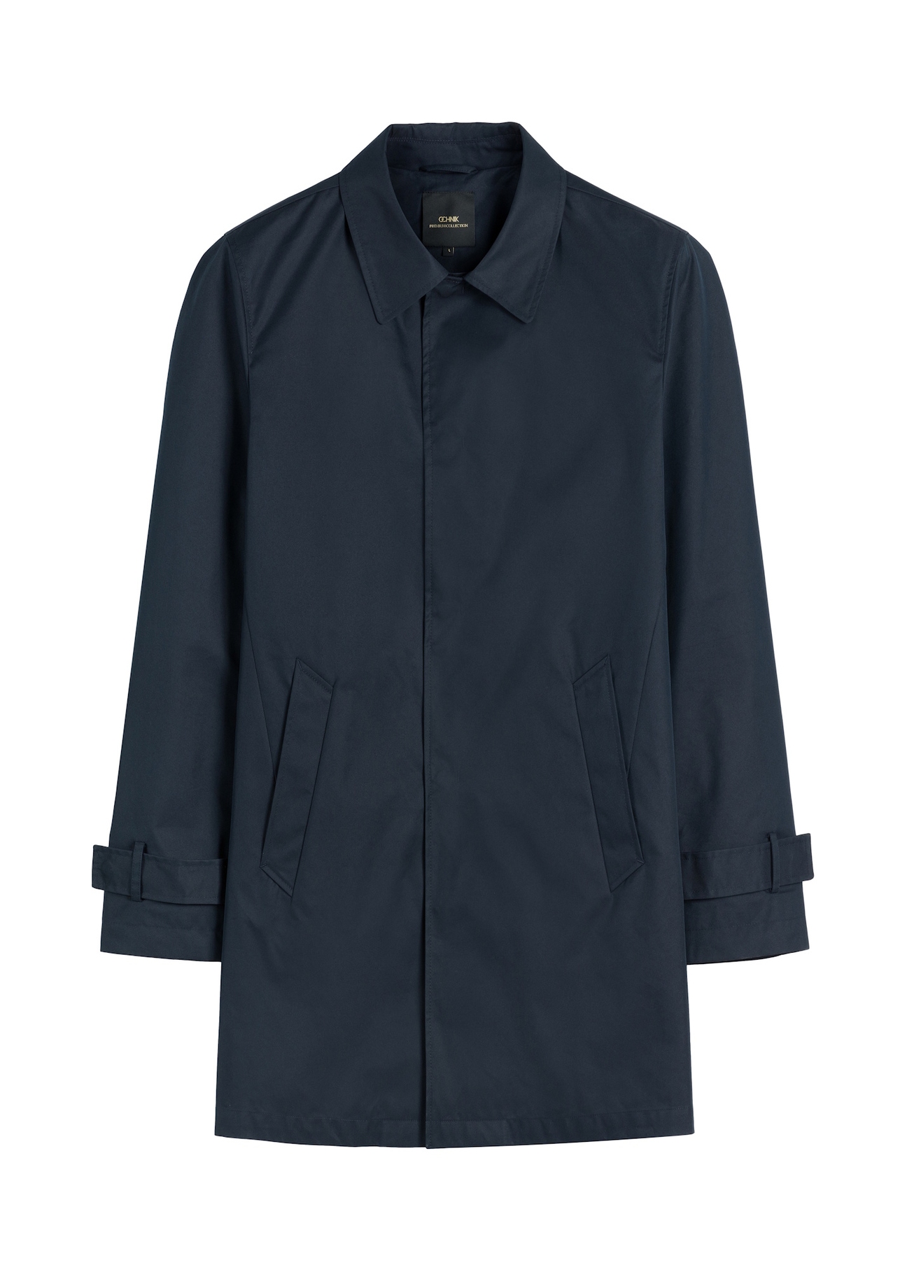 Pánska tmavomodrá zateplená bunda KURMT-0408-7D(W26), pohľad spredu na bielom pozadí.