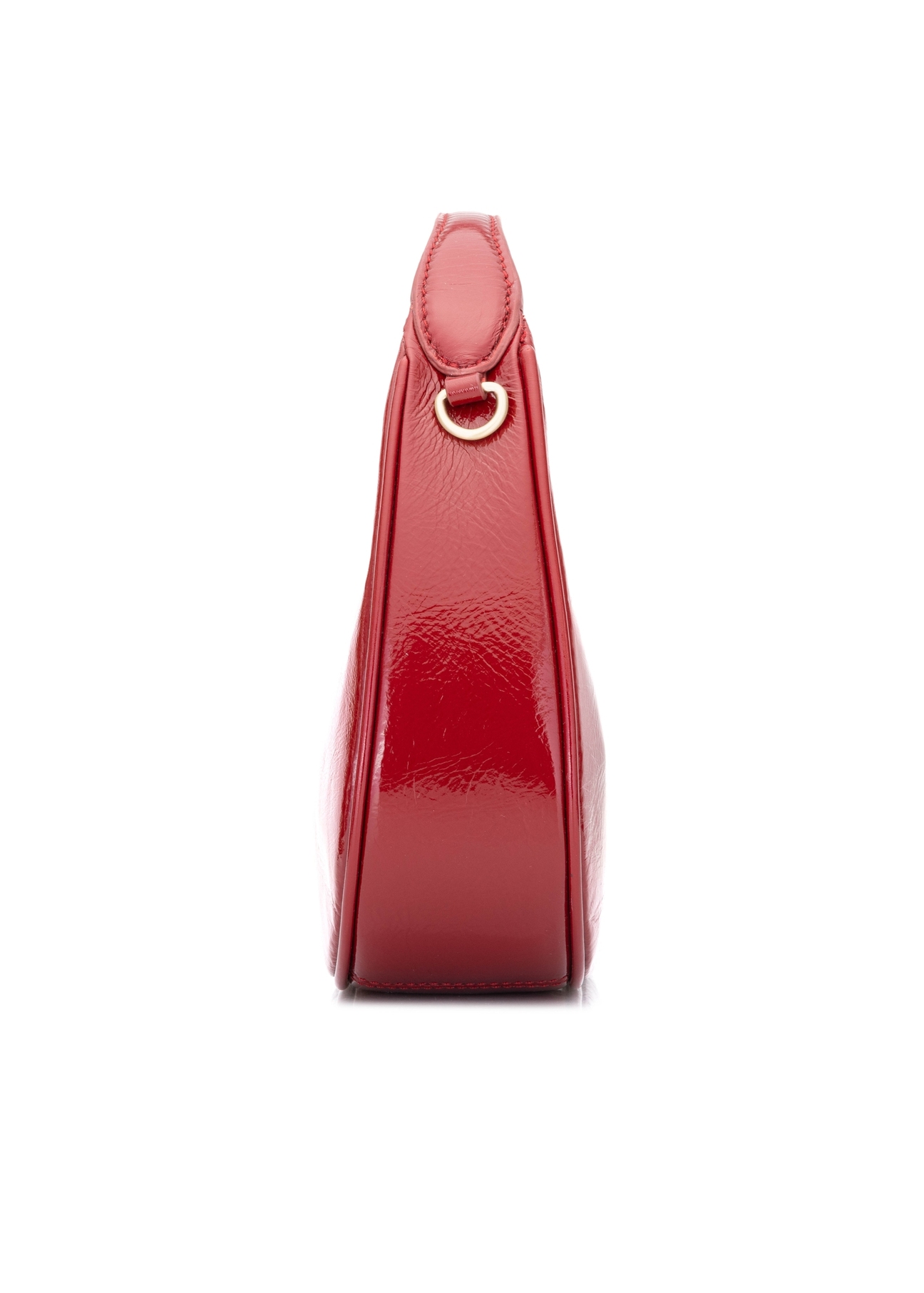 Červená kožená kabelka hobo TORES-1216-4B(W26), pohľad na produkt zboku na bielom pozadí.