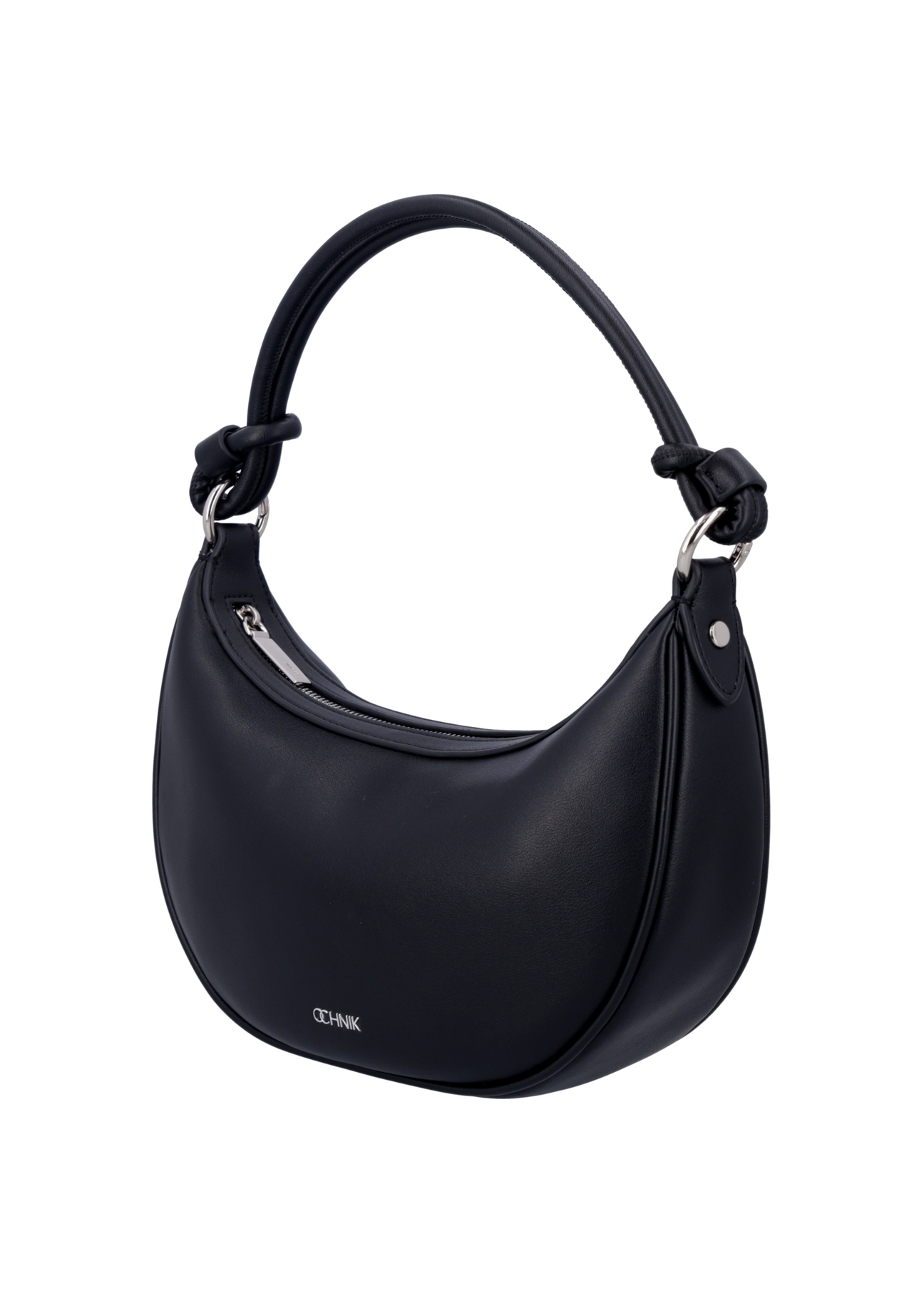 Čierna malá dámska hobo kabelka TOREC-1097-99(Z26), diagonálny pohľad na produkt na bielom pozadí.