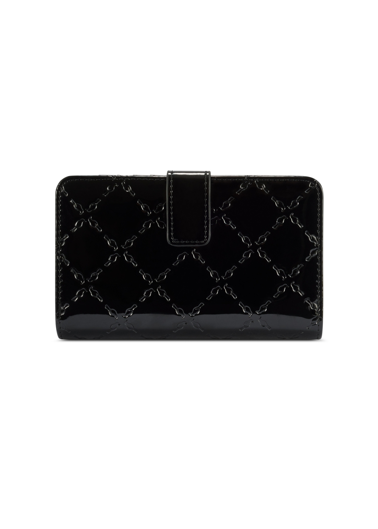 Čierna dámska peňaženka s monogramom POREC-0420-98(Z25) - pohľad na produkt zozadu na bielom pozadí.