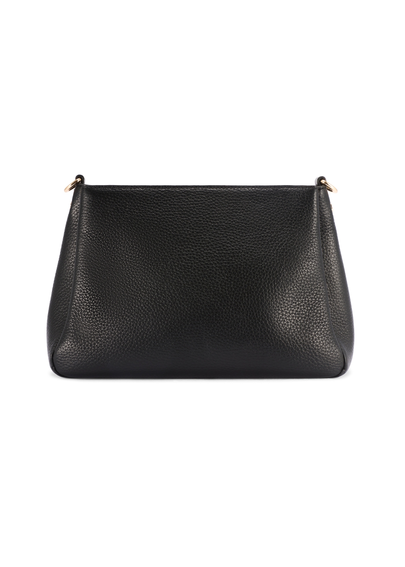 Dámska čierna kožená taška cez rameno TORES-1214-9I(W26), pohľad na produkt zozadu na bielom pozadí.